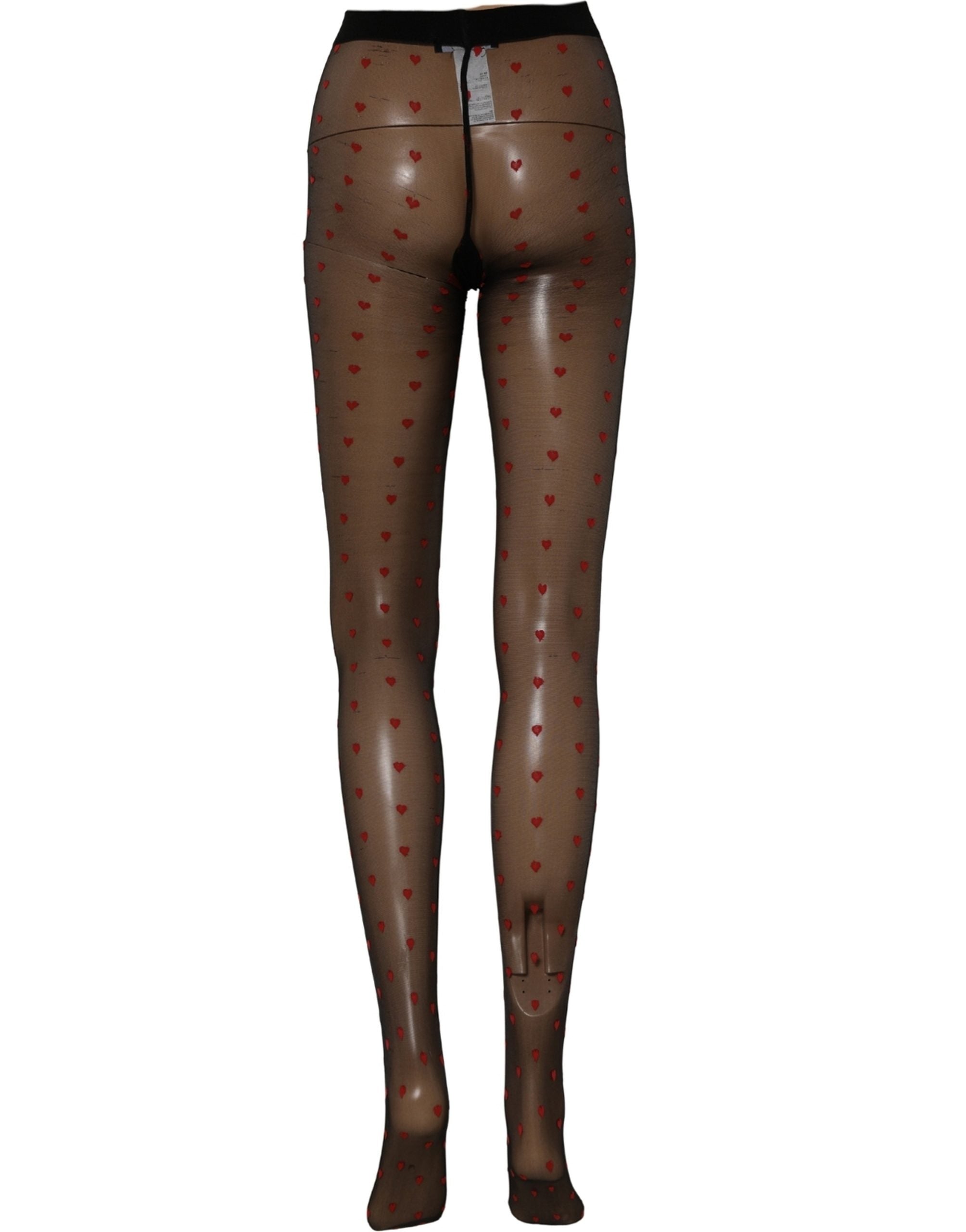 Dolce & Gabbana Black Nylon Hearts Tights Stocking Pantyhose Women's Socks (Pre-Owned)