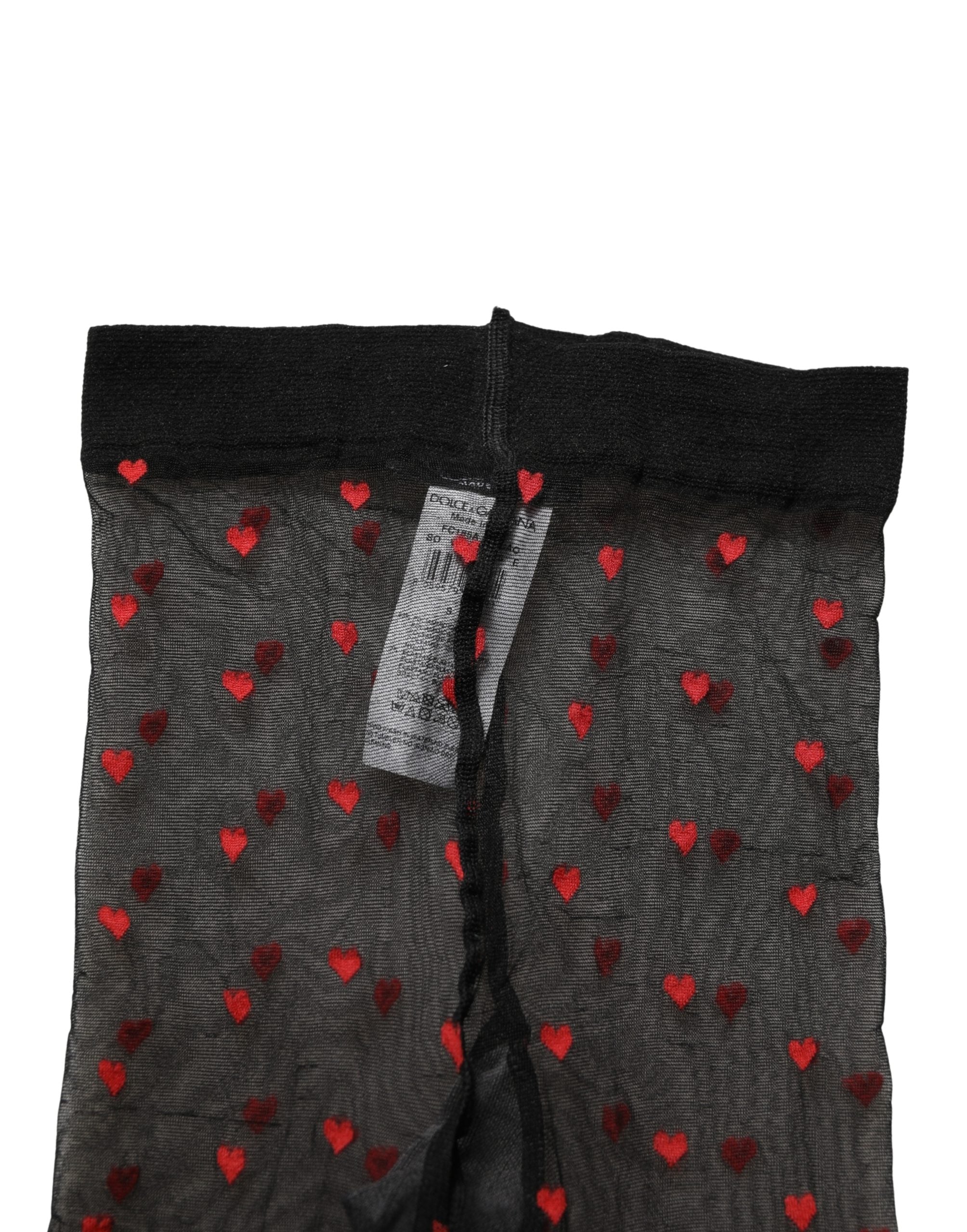 Dolce & Gabbana Black Nylon Hearts Tights Stocking Pantyhose Women's Socks (Pre-Owned)