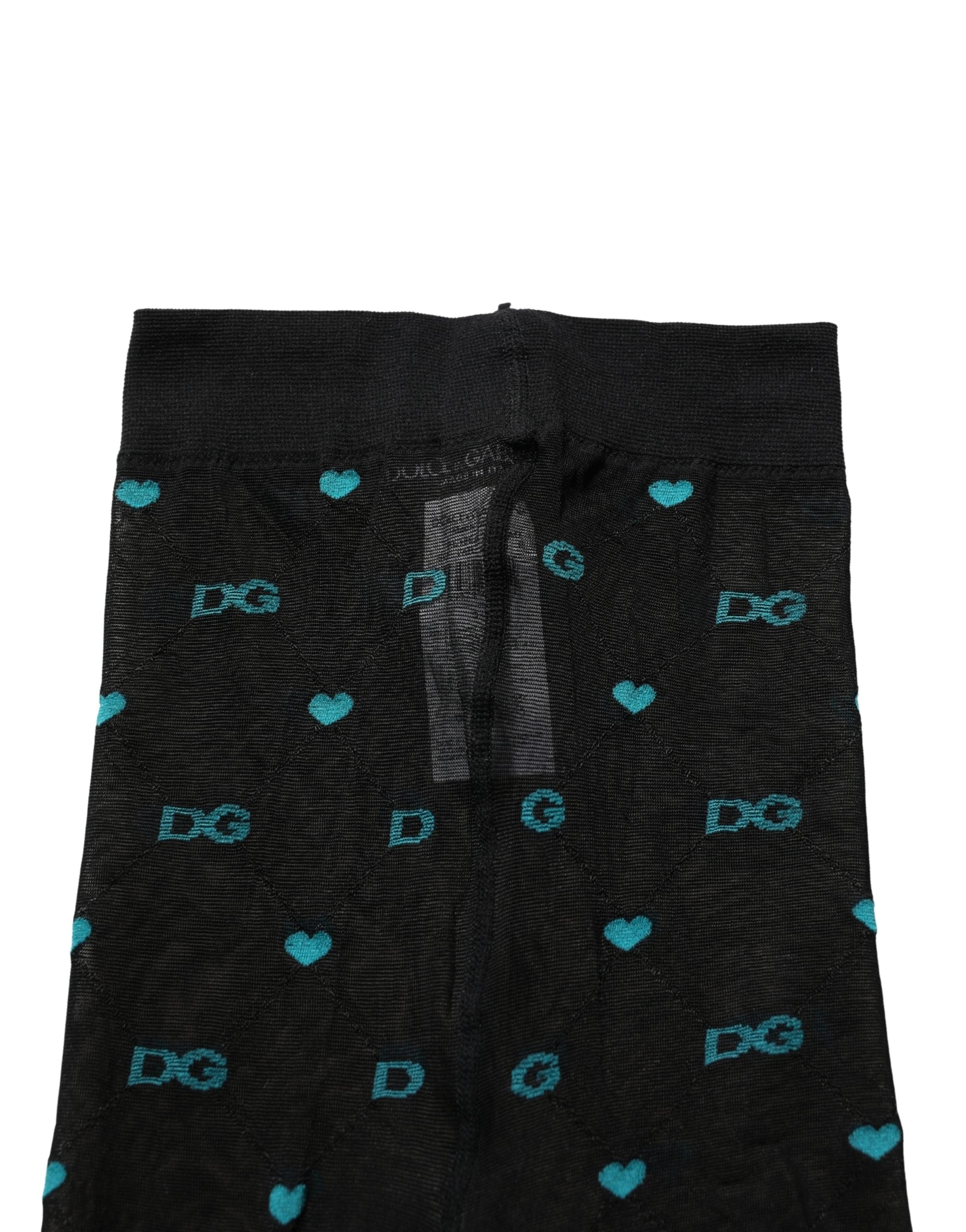 Dolce & Gabbana Black Nylon Logo Tights Stocking Pantyhose Women's Socks (Pre-Owned)