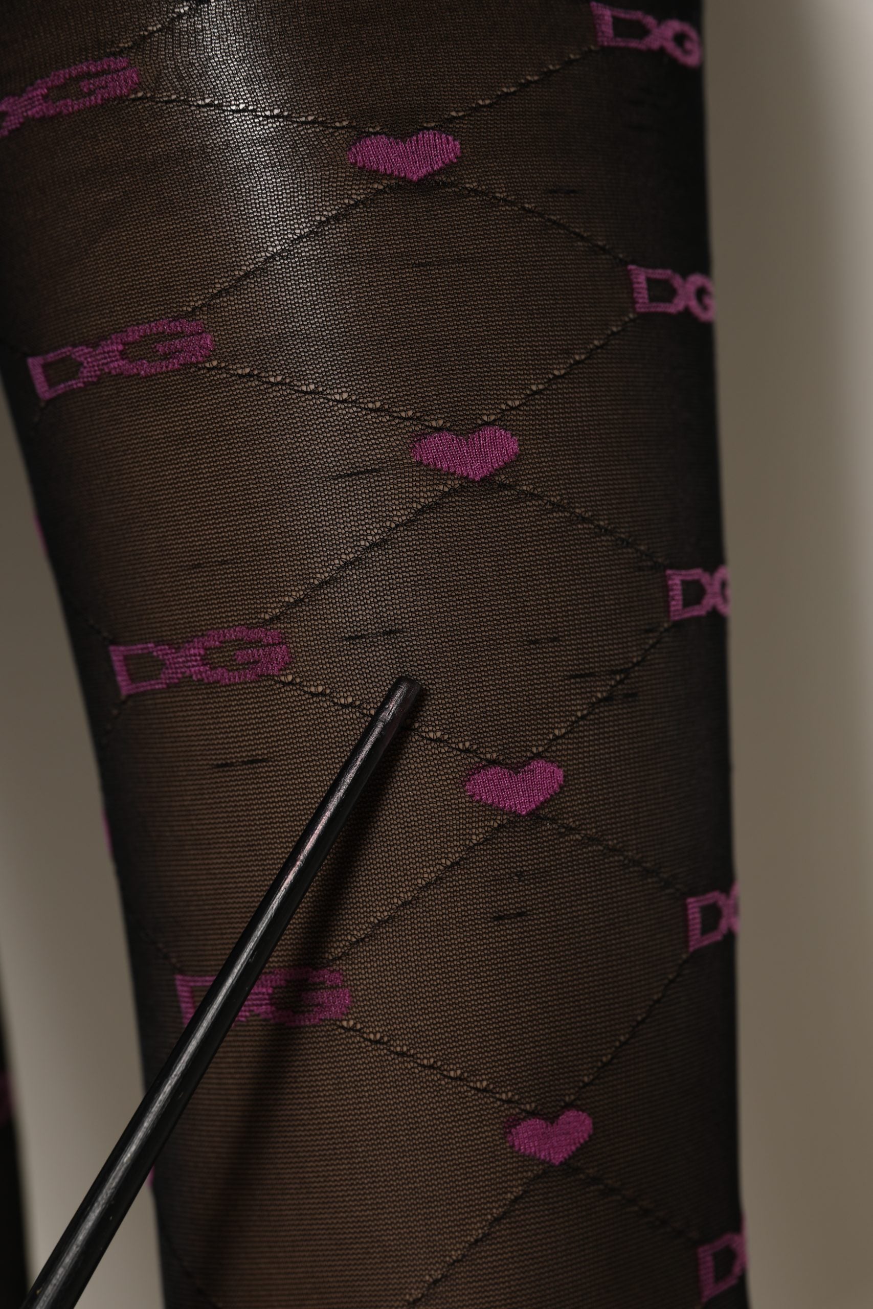 Dolce & Gabbana Black Nylon Hearts Tights Stocking Pantyhose Women's Socks (Pre-Owned)