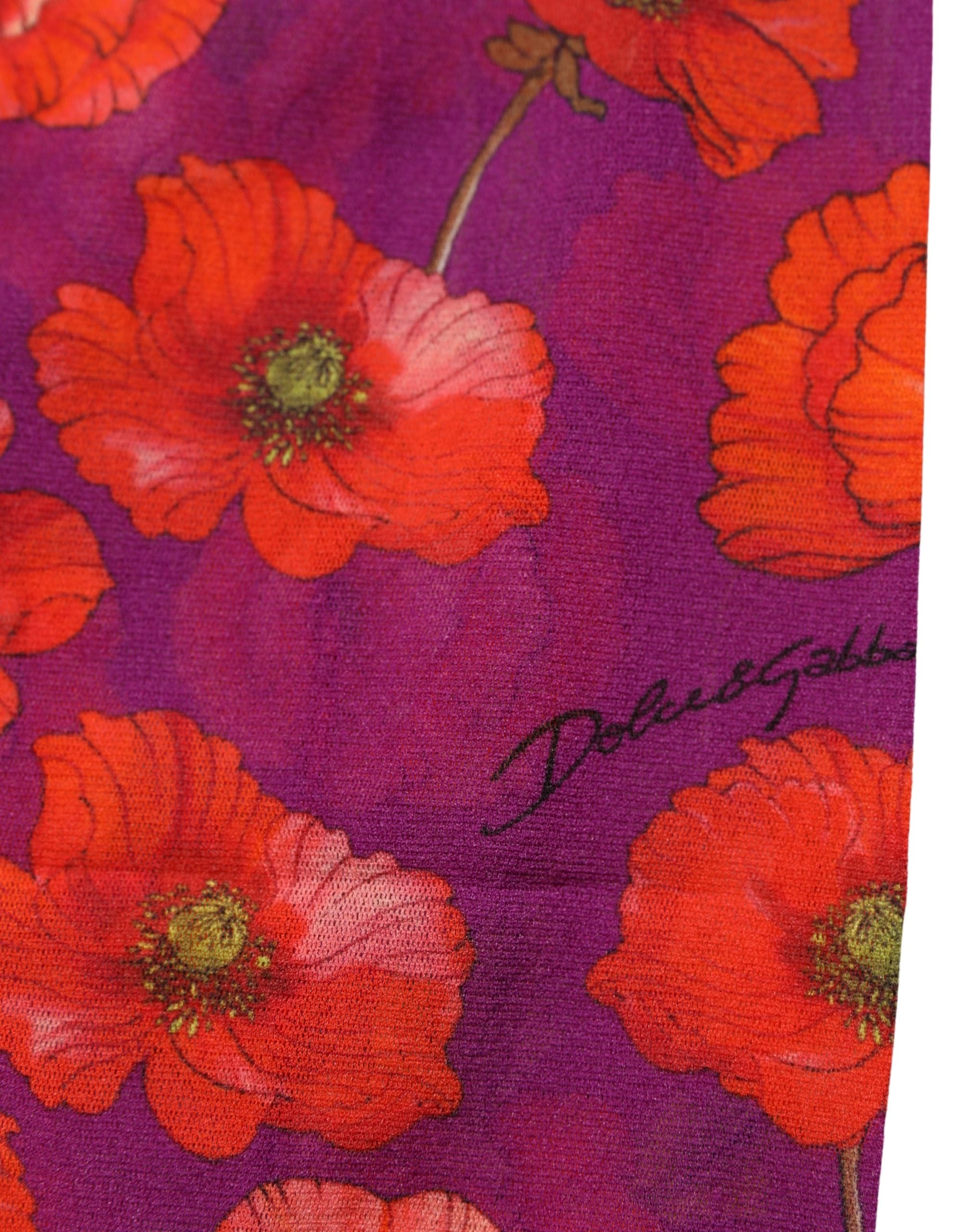 Dolce & Gabbana Purple Nylon Floral Print Tights Stockings Women's Socks