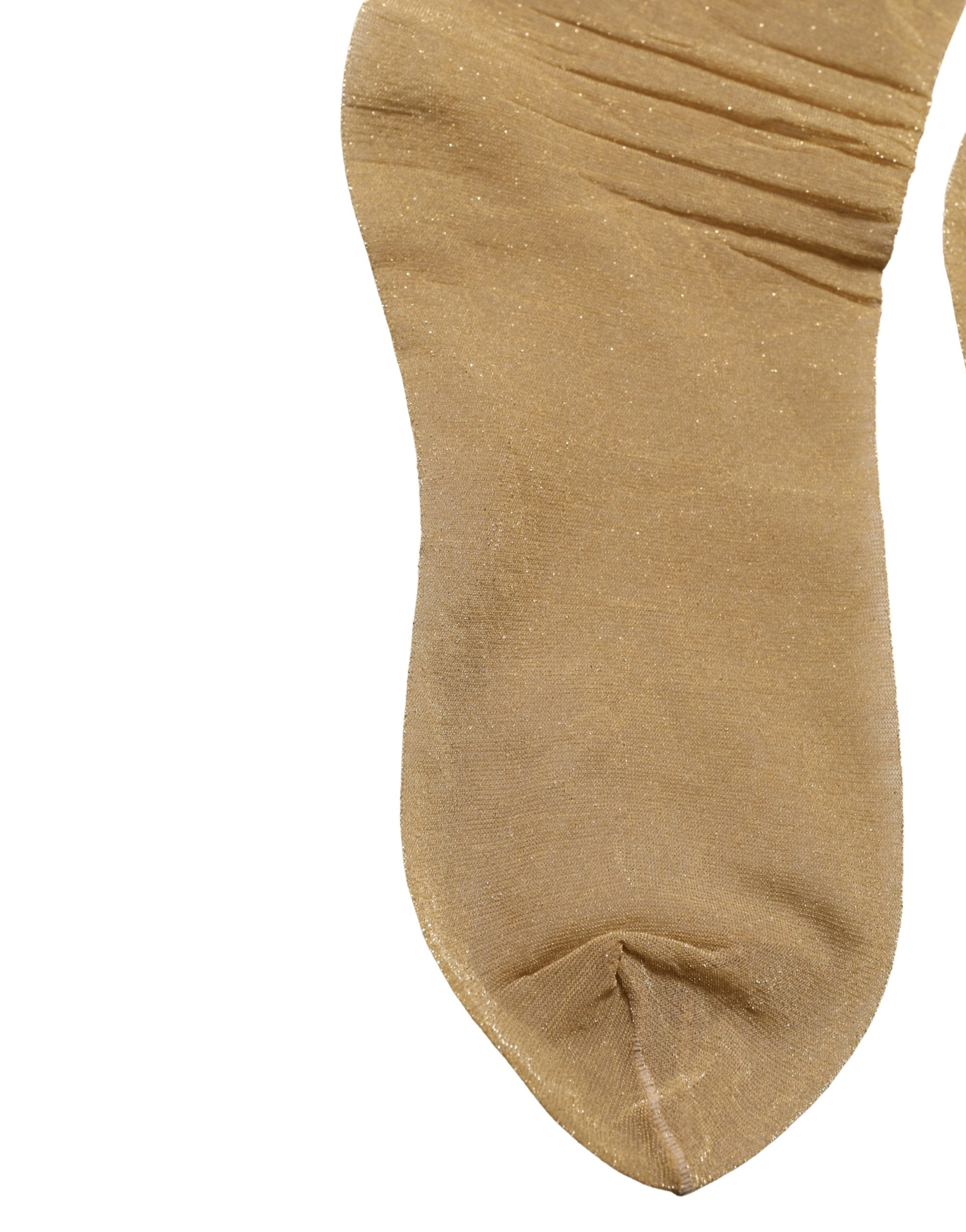 Dolce & Gabbana Brown Stretch Floral Clear Crystal Stockings Women's Socks (Pre-Owned)