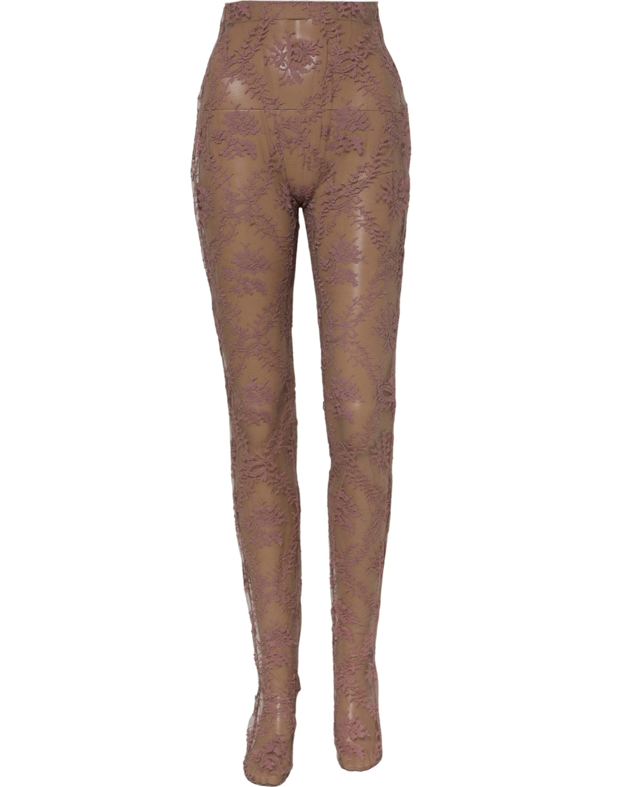 Dolce & Gabbana Pink Floral Lace Tights Stockings Pantyhose Women's Socks (Pre-Owned)