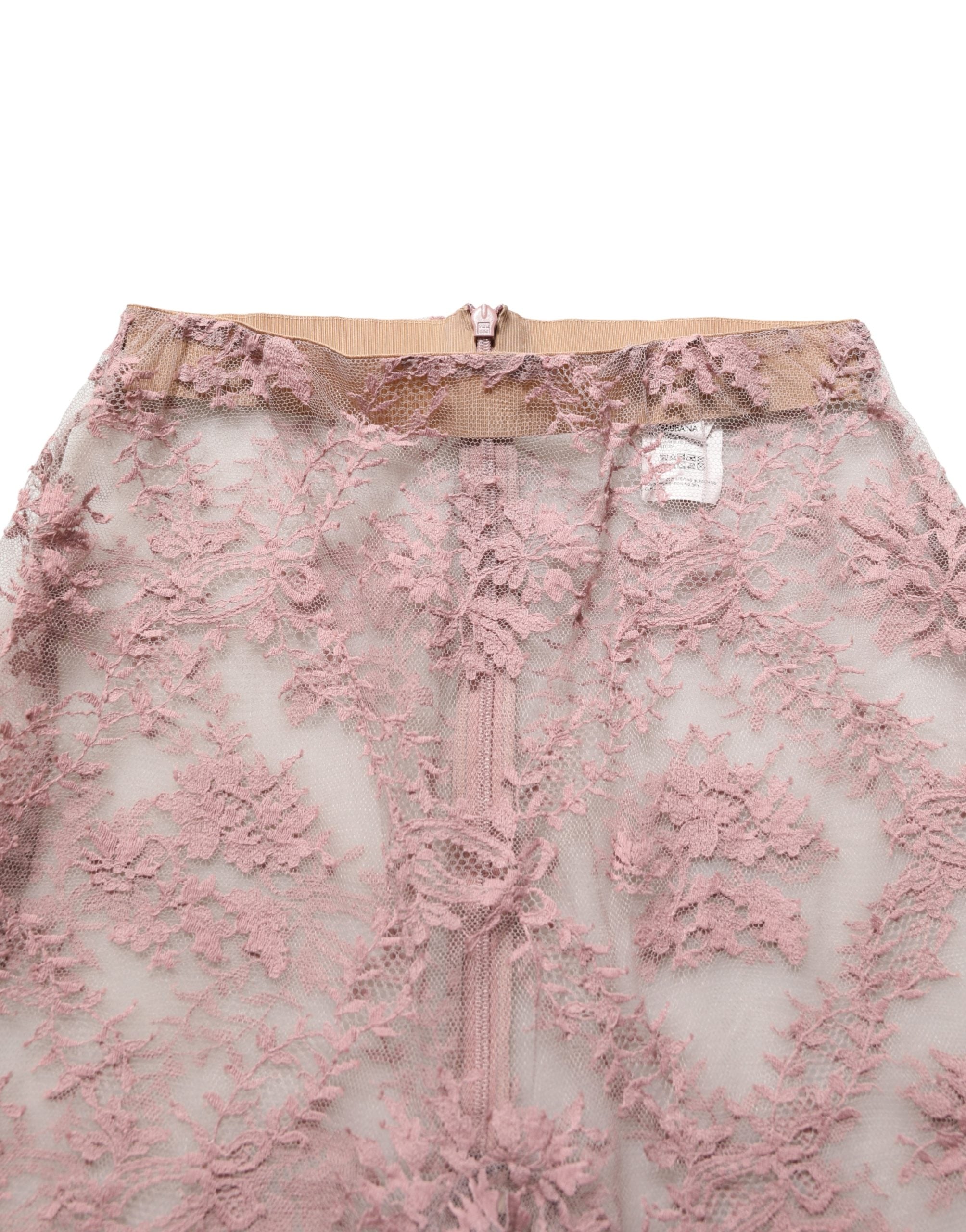 Dolce & Gabbana Pink Floral Lace Tights Stockings Pantyhose Women's Socks (Pre-Owned)