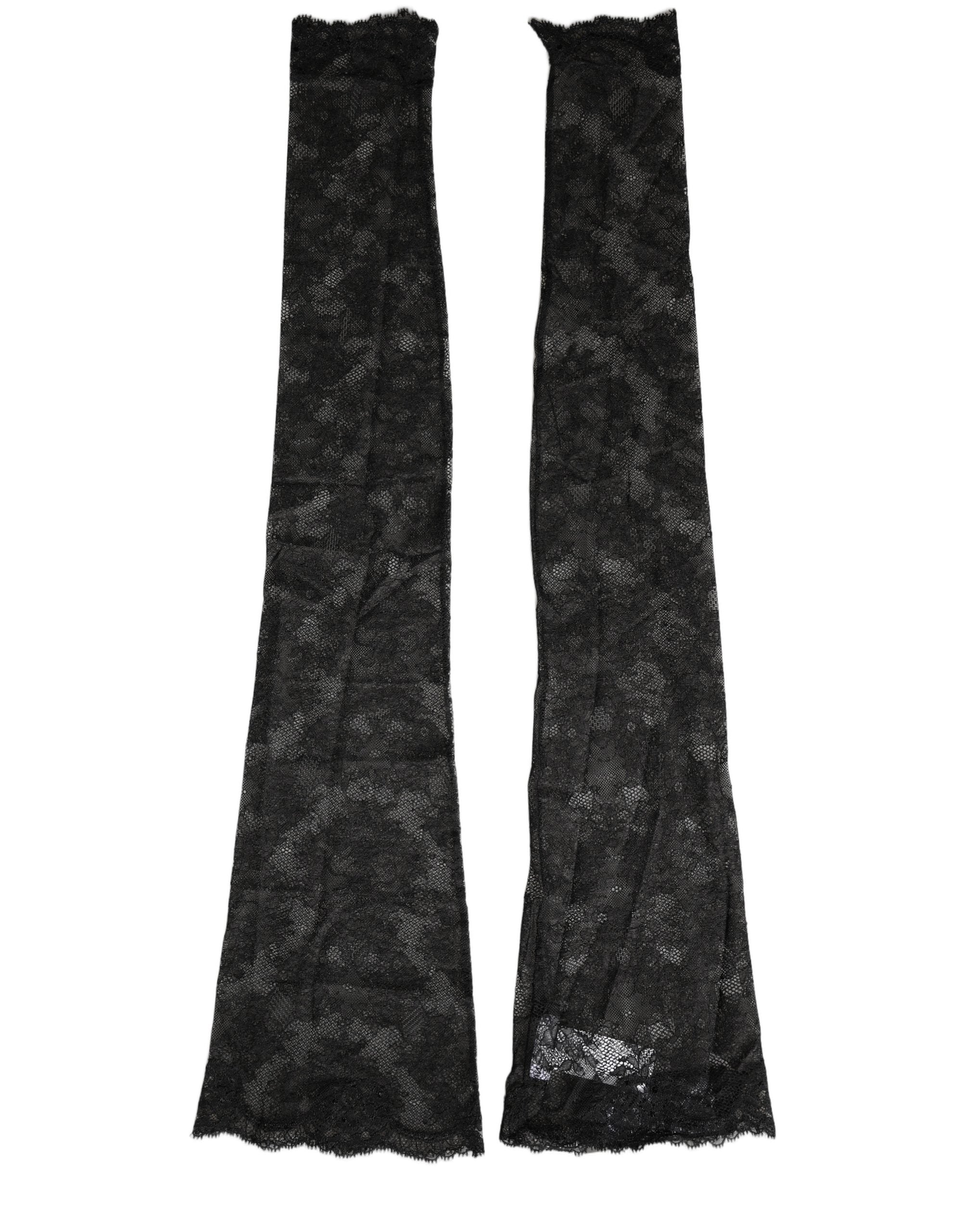Dolce & Gabbana Black Floral Lace Nylon Stretch Knee High Women's Socks