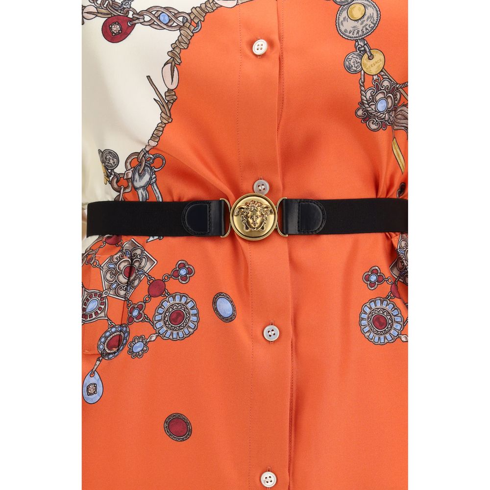 Versace Orange Silk Casual Women's Dress