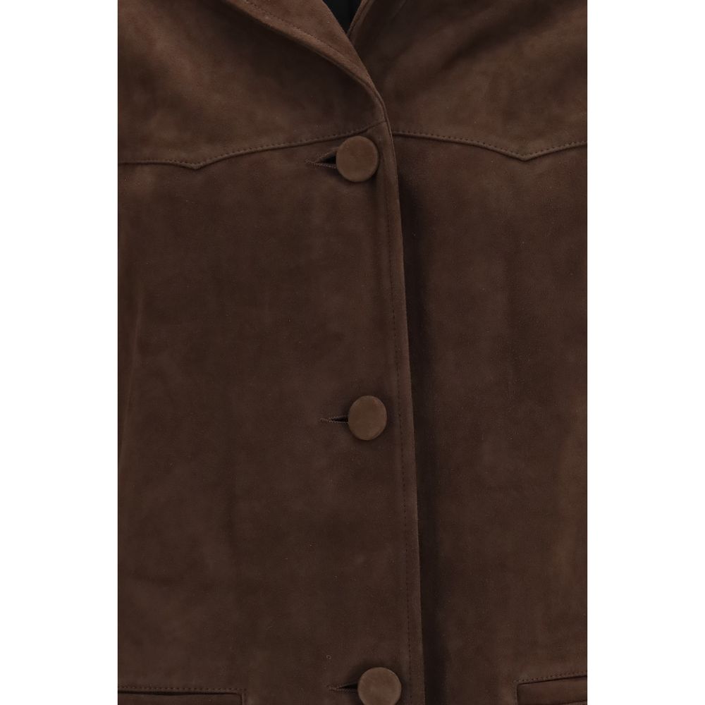 Tory Burch Brown Goatskin Leather Women's Jacket