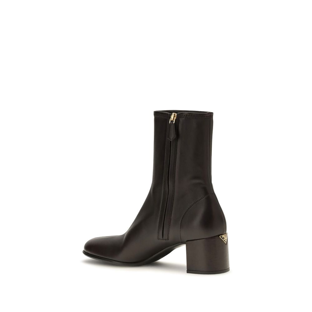 Prada Brown Lamb Ovis Aries Ankle Women's Boots