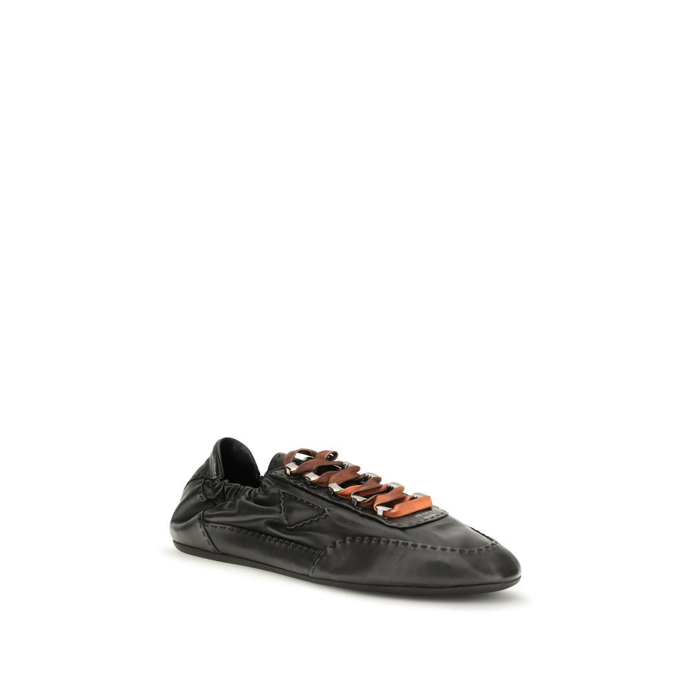 Prada Black Lamb Ovis Aries Aries Athletic Men's Sneakers