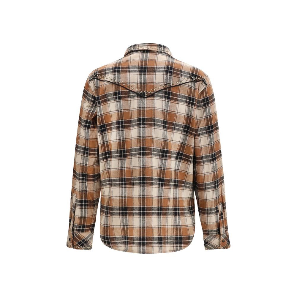 P.A.R.O.S.H. Brown Cotton Pattern Women's Shirt