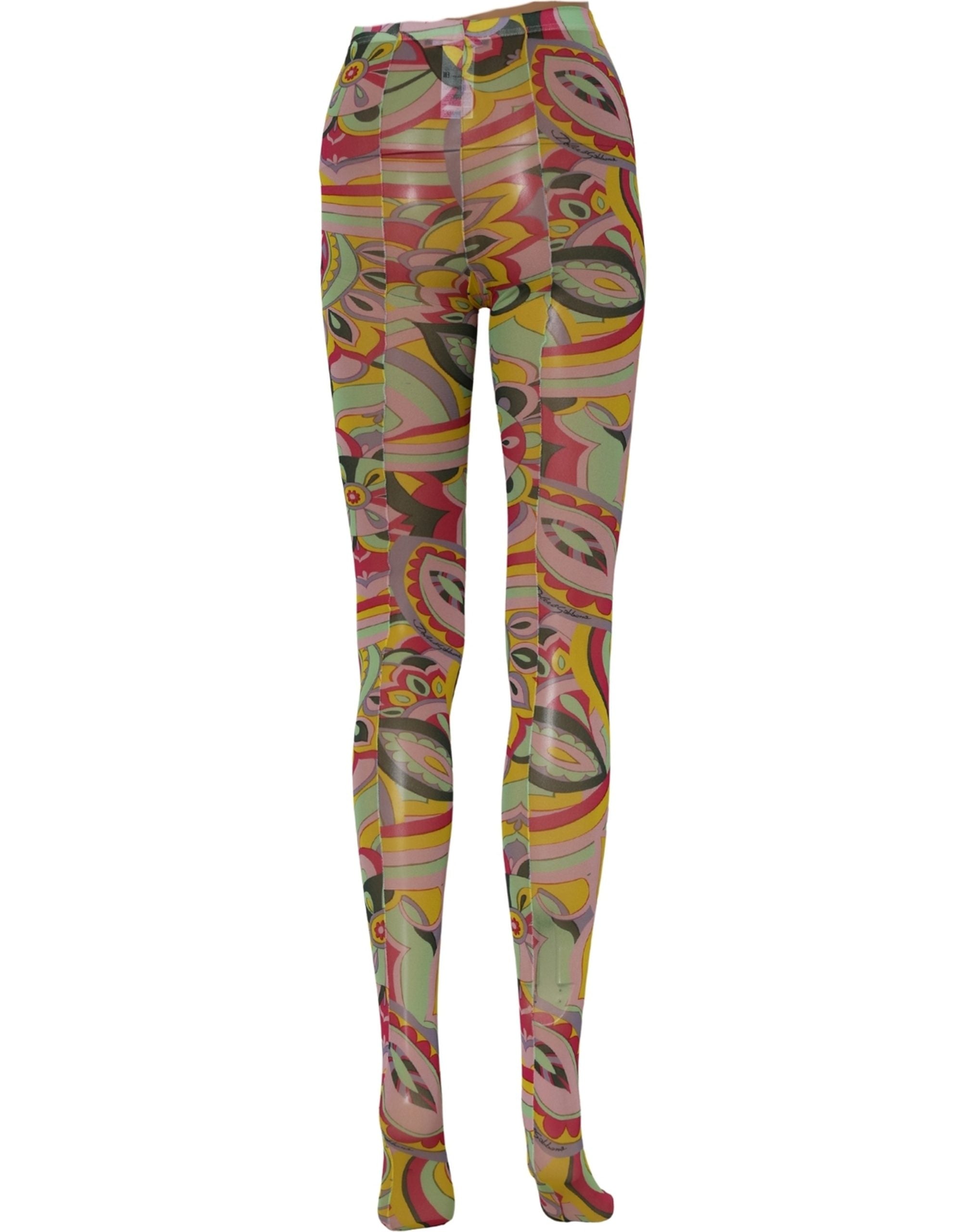 Dolce & Gabbana Multicolor Floral Print Tights Stockings Women's Socks