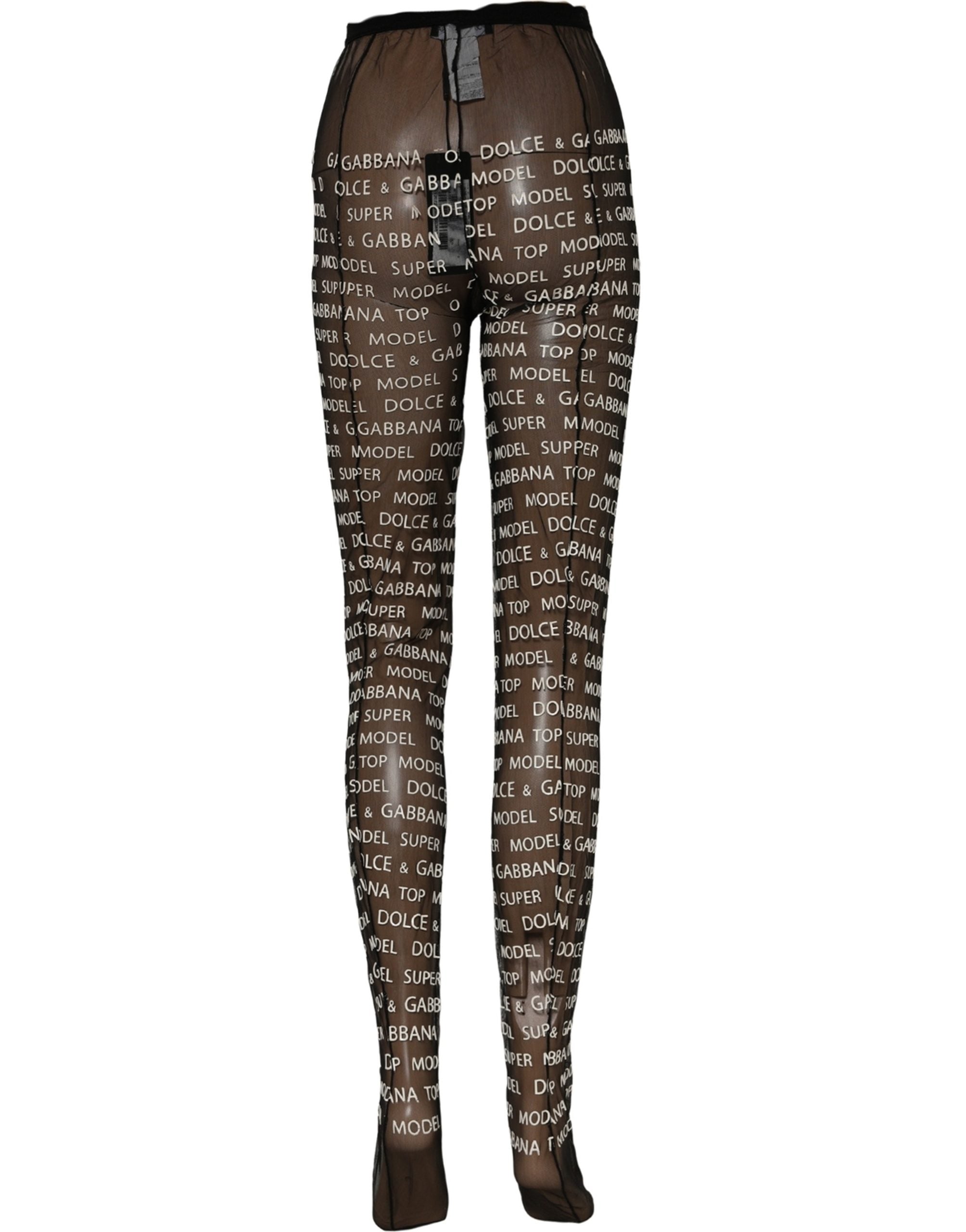 Dolce & Gabbana Black White All Over Print Sheer Stretch Tights Women's Socks