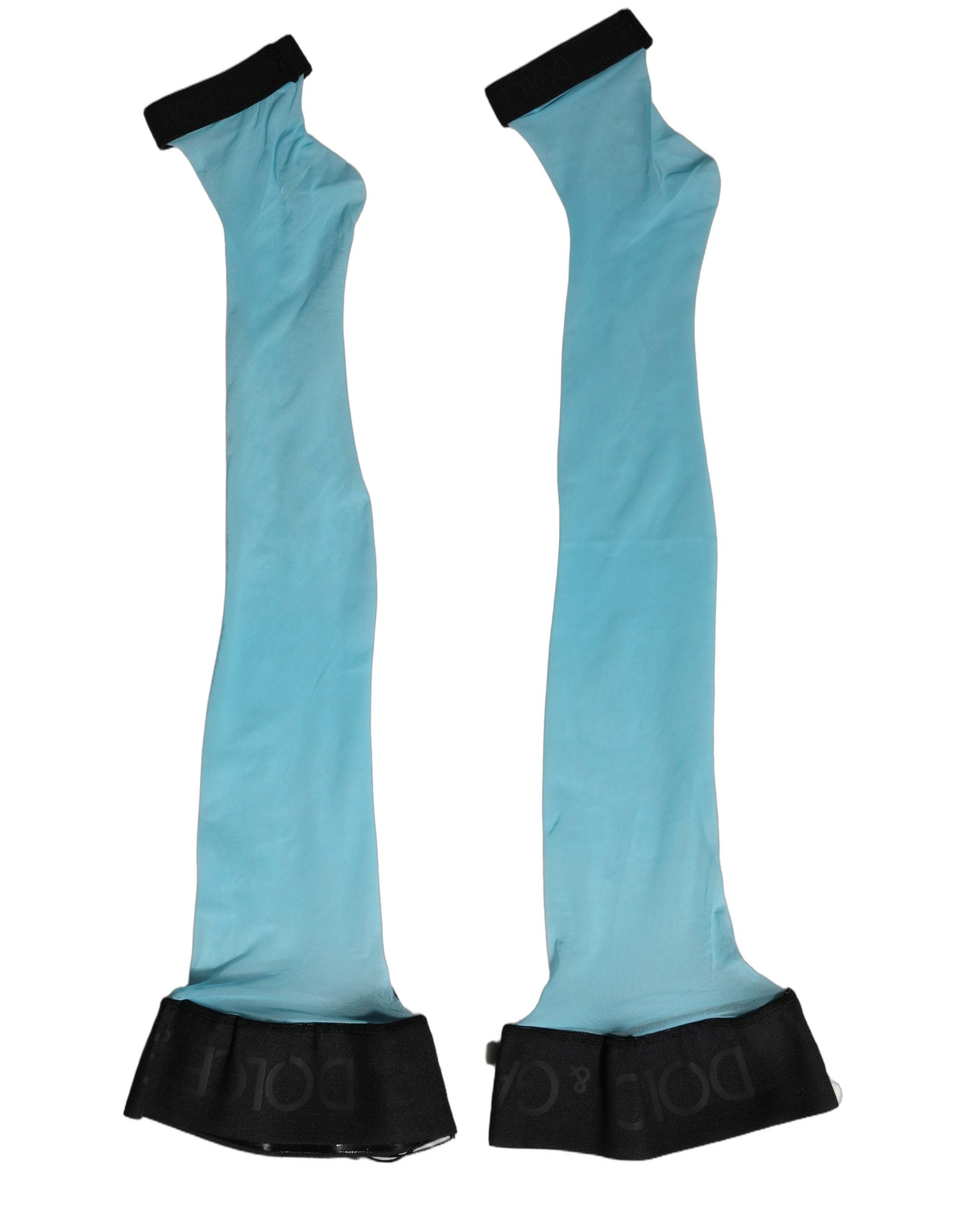 Dolce & Gabbana Light Blue Nylon Thigh High Women Accessory Women's Socks