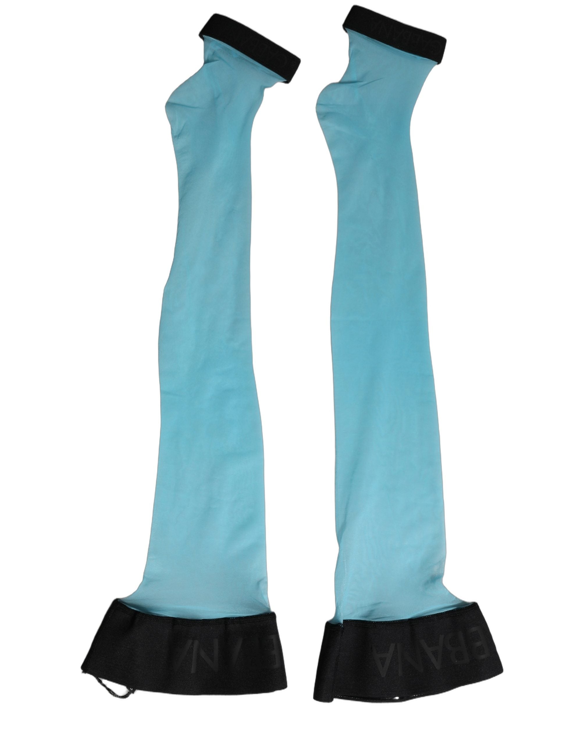 Dolce & Gabbana Light Blue Nylon Thigh High Women Accessory Women's Socks