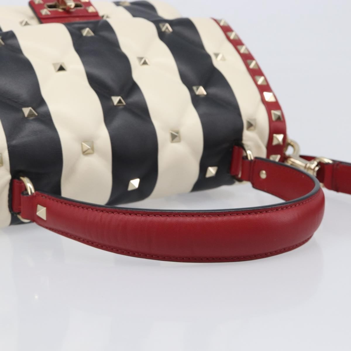 Valentino Garavani Candystud Top Handle Leather Red Leather Handbag (Pre-Owned)