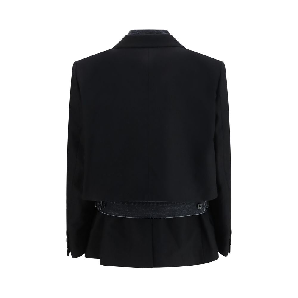 Sacai Black Wool Oves Aries Denim Women's Jacket
