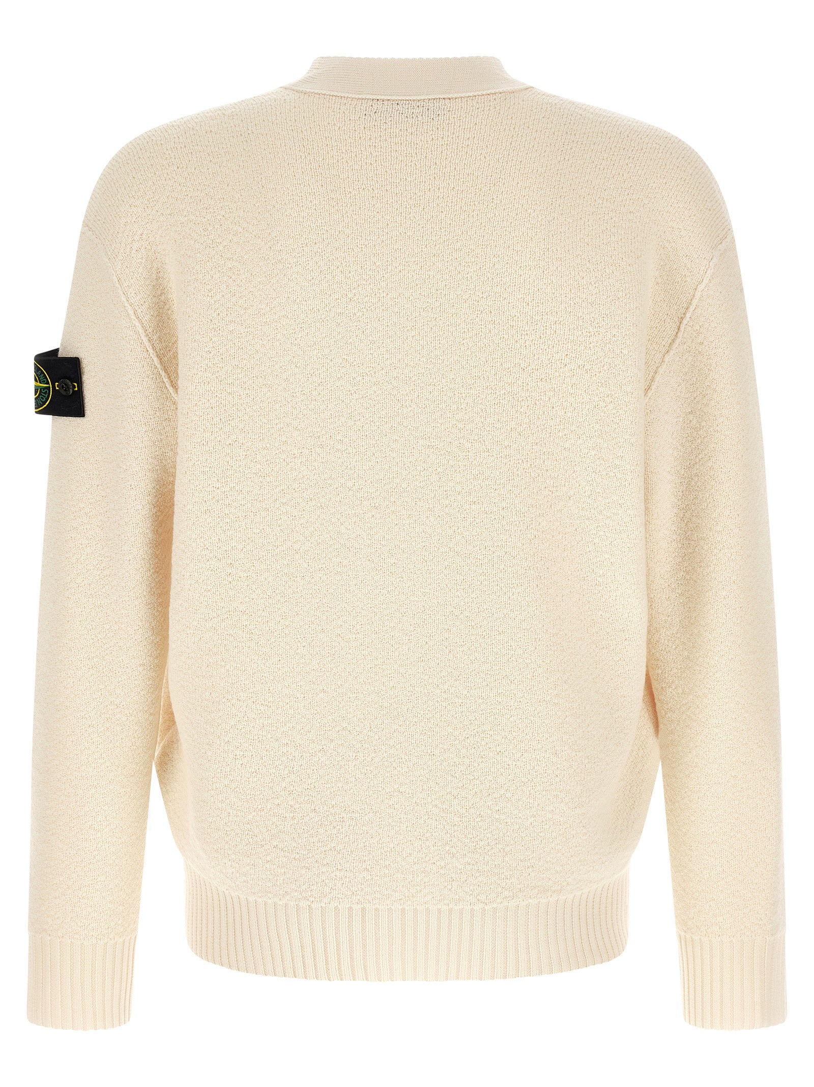 Stone Island White Virgin Wool Men's Cardigan