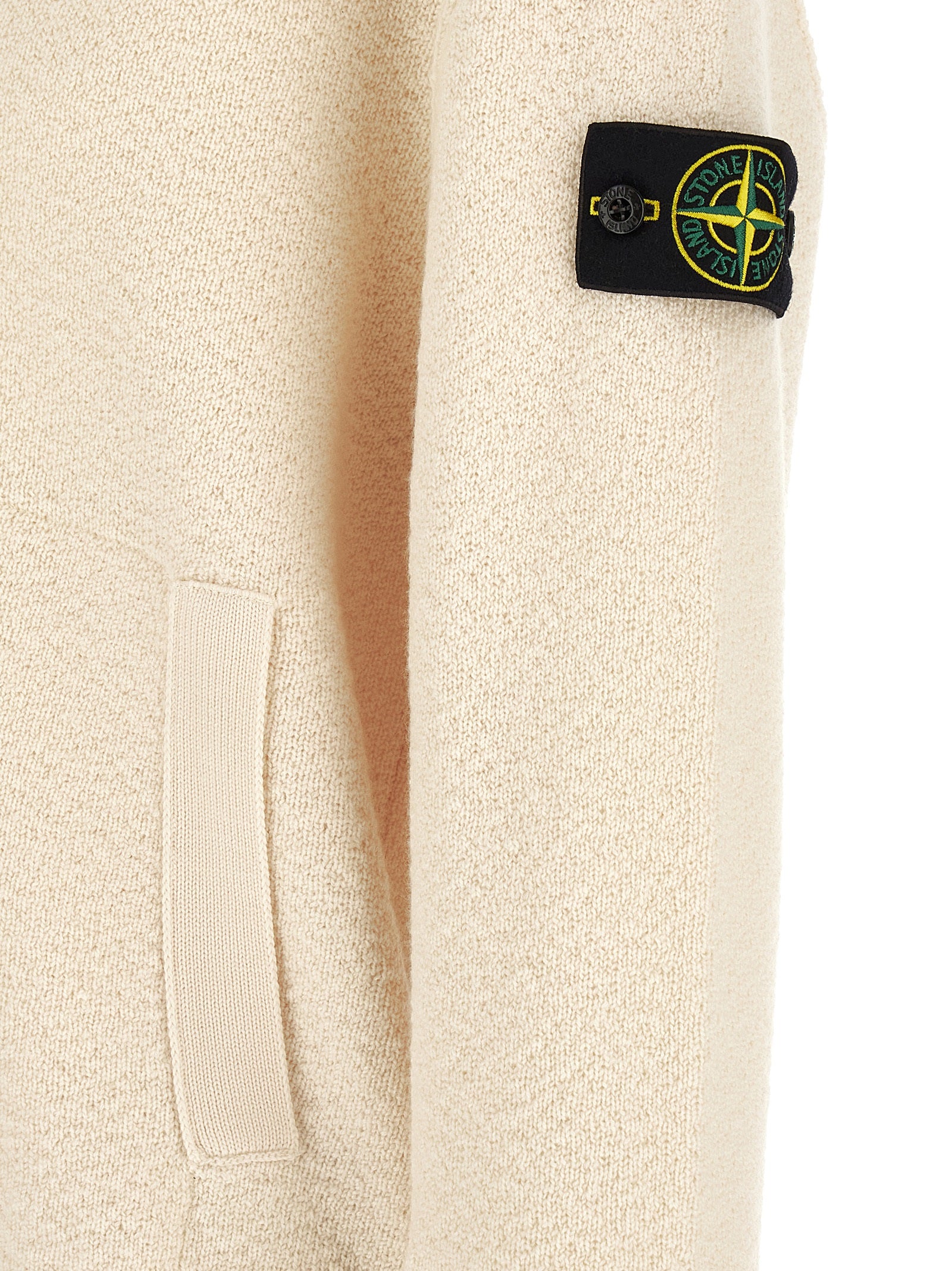 Stone Island White Virgin Wool Men's Cardigan