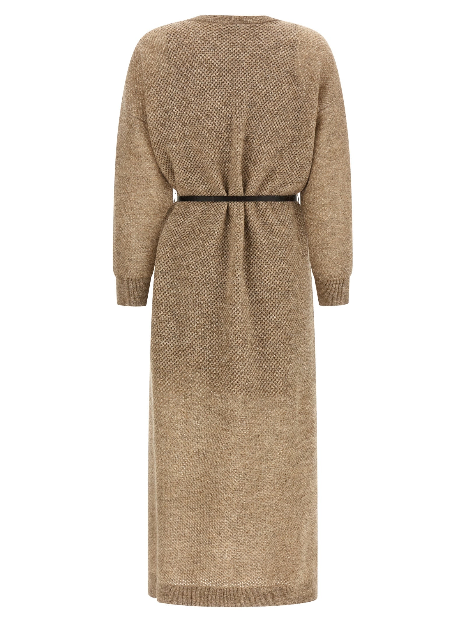 Brunello Cucinelli Beige Wool Midi Women's Dress