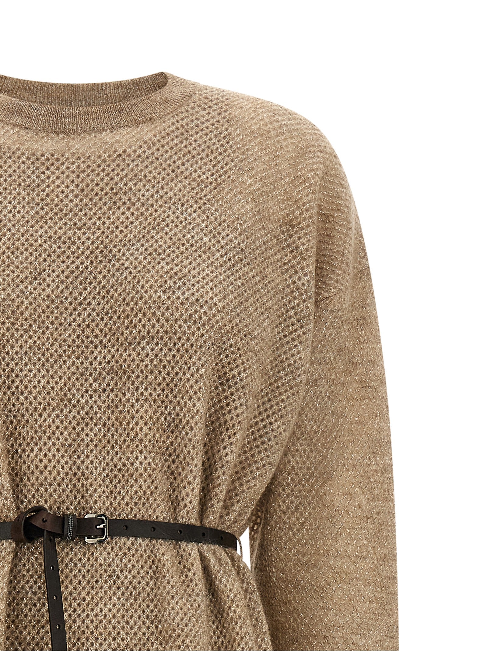 Brunello Cucinelli Beige Wool Midi Women's Dress