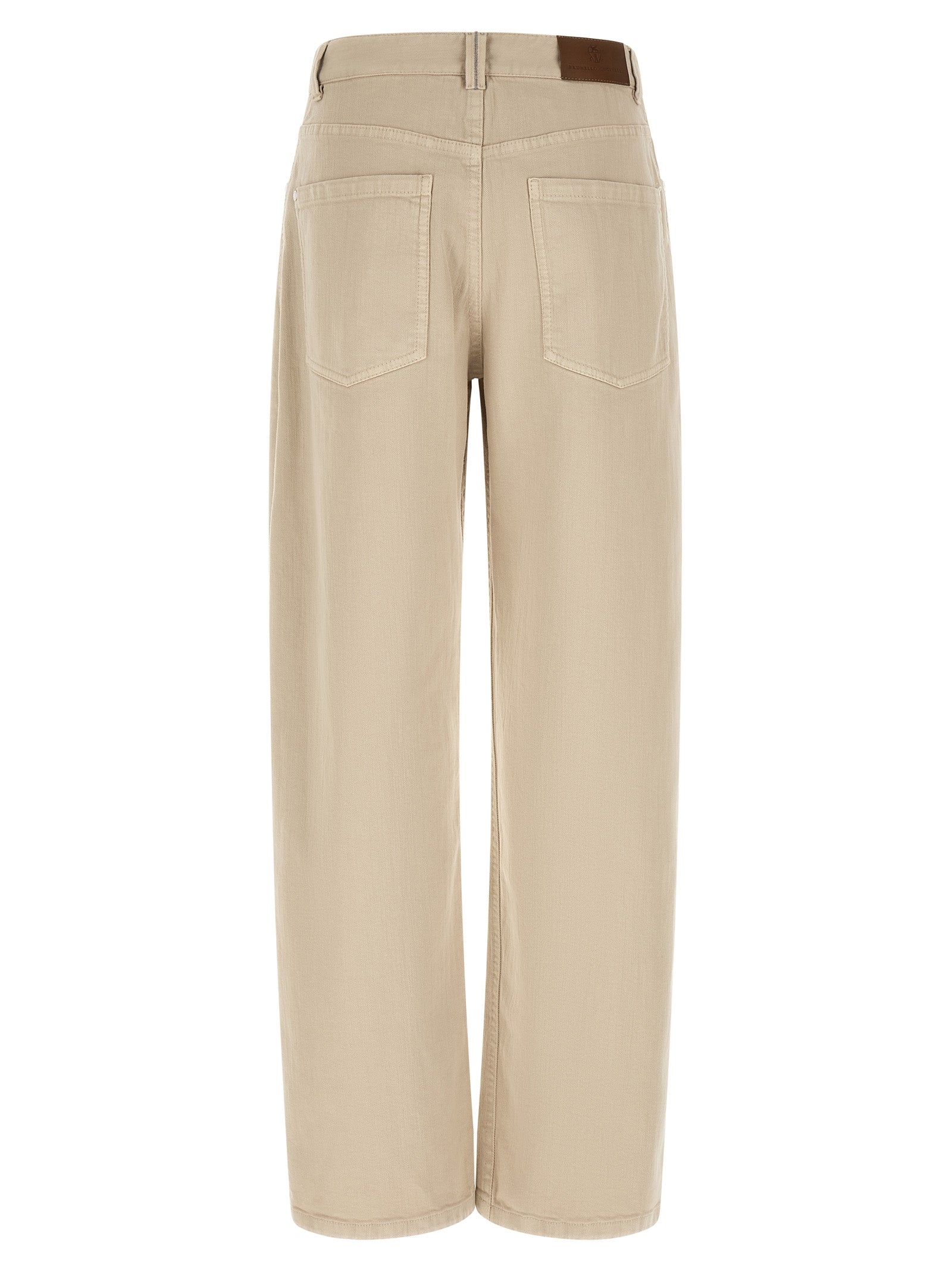 Brunello Cucinelli Beige Cotton Relaxed Fit Women's Jeans