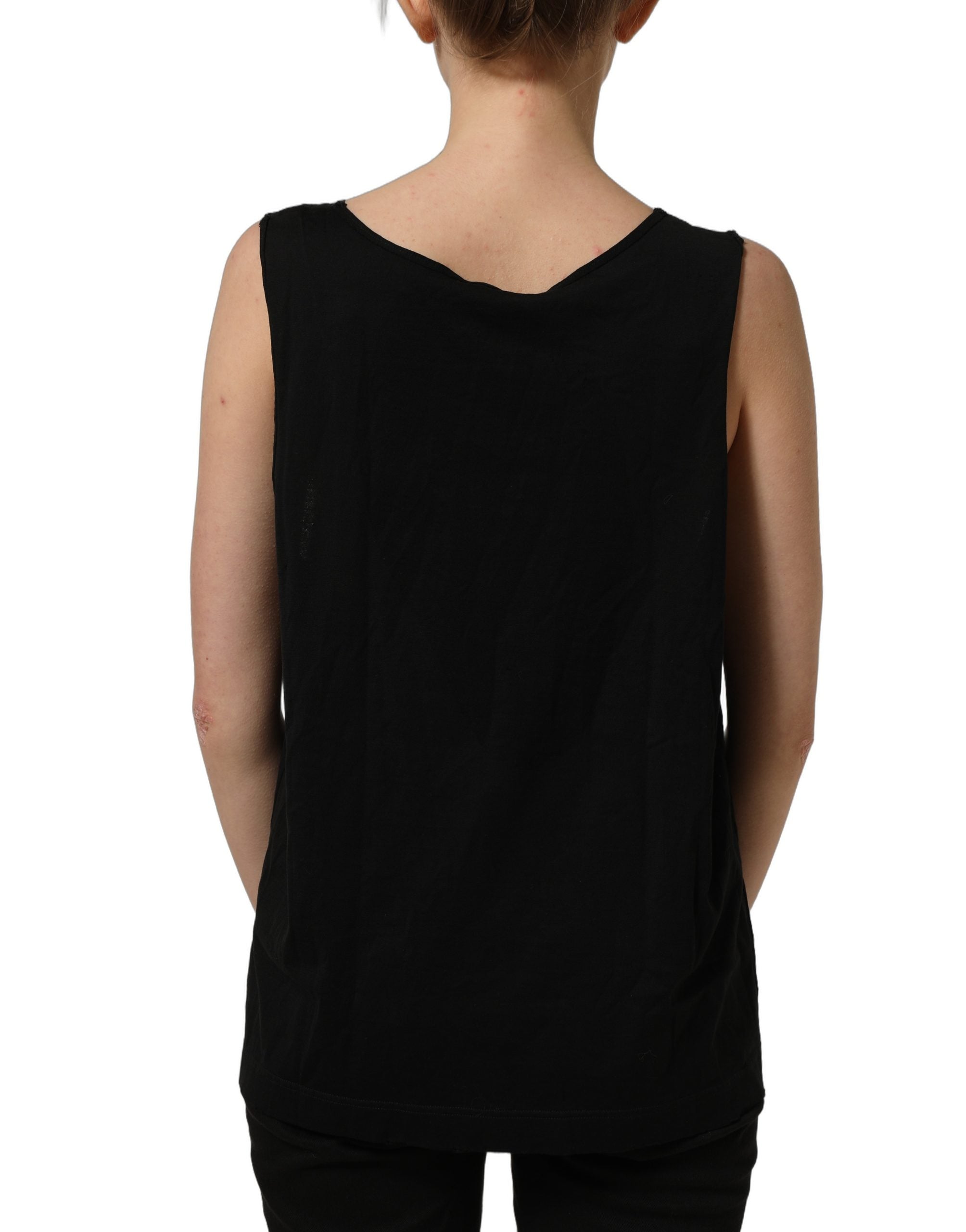 Dolce & Gabbana Black Gold DG Logo Cotton Sleeveless Tank Women's Top