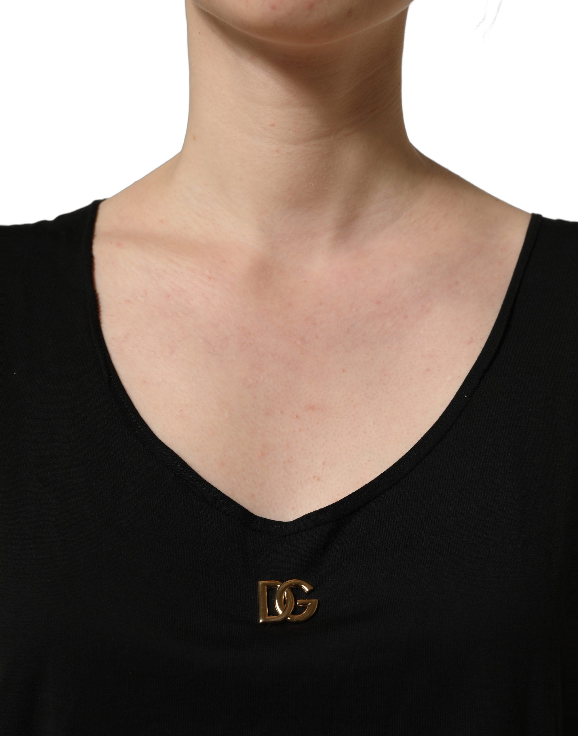 Dolce & Gabbana Black Gold DG Logo Cotton Sleeveless Tank Women's Top