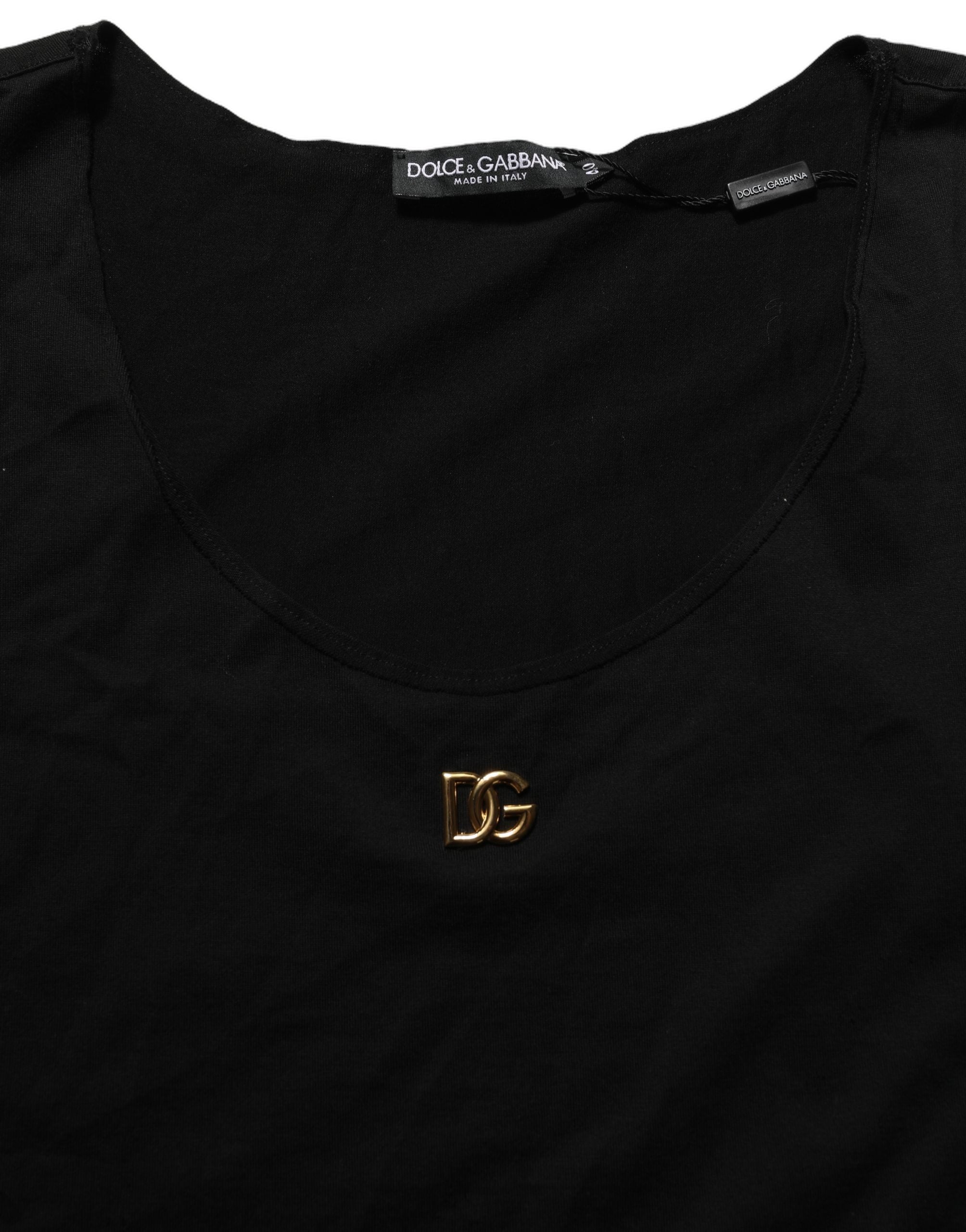Dolce & Gabbana Black Gold DG Logo Cotton Sleeveless Tank Women's Top