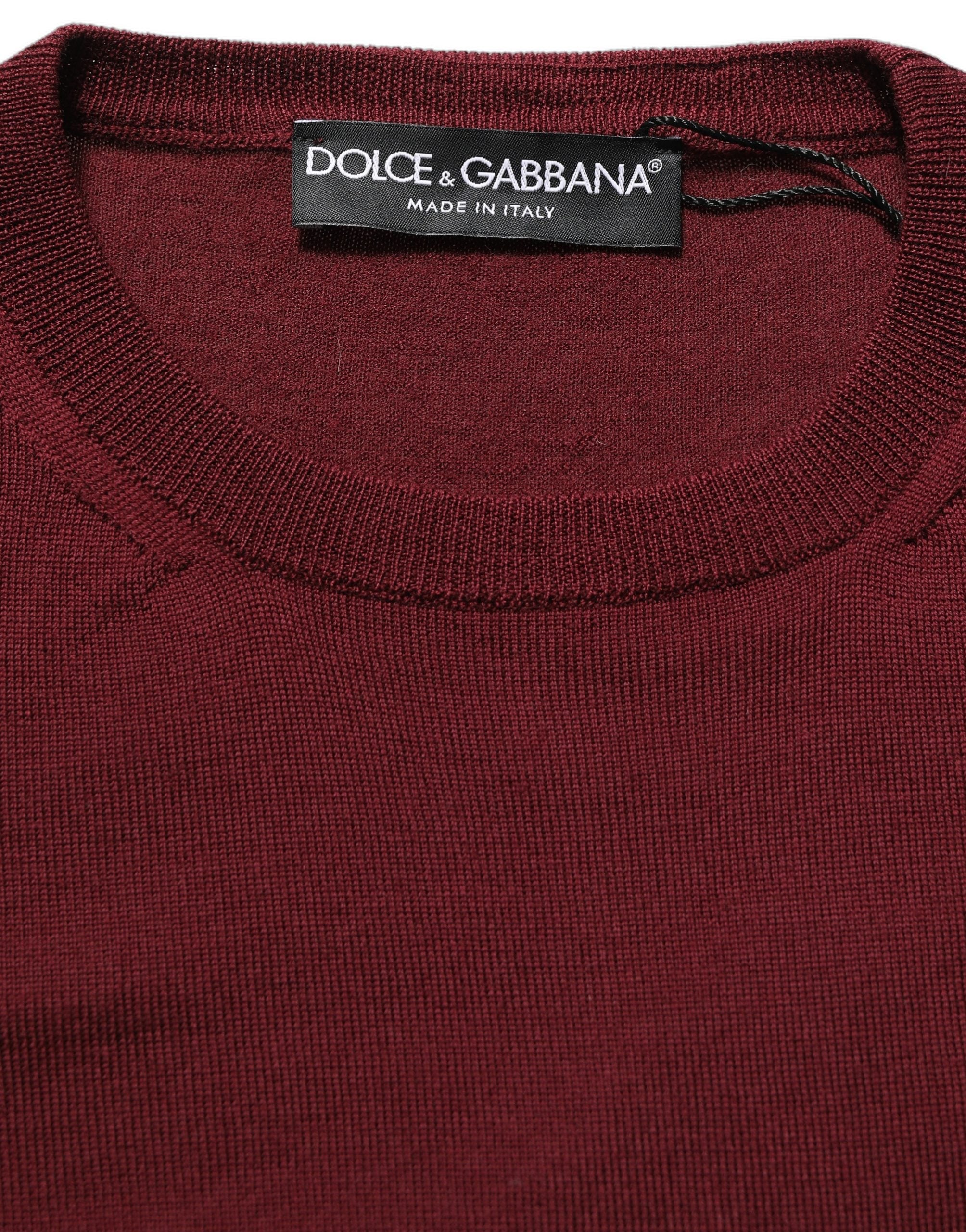 Dolce & Gabbana Maroon Wool Knitted CrewNeck Pullover Women's Sweater