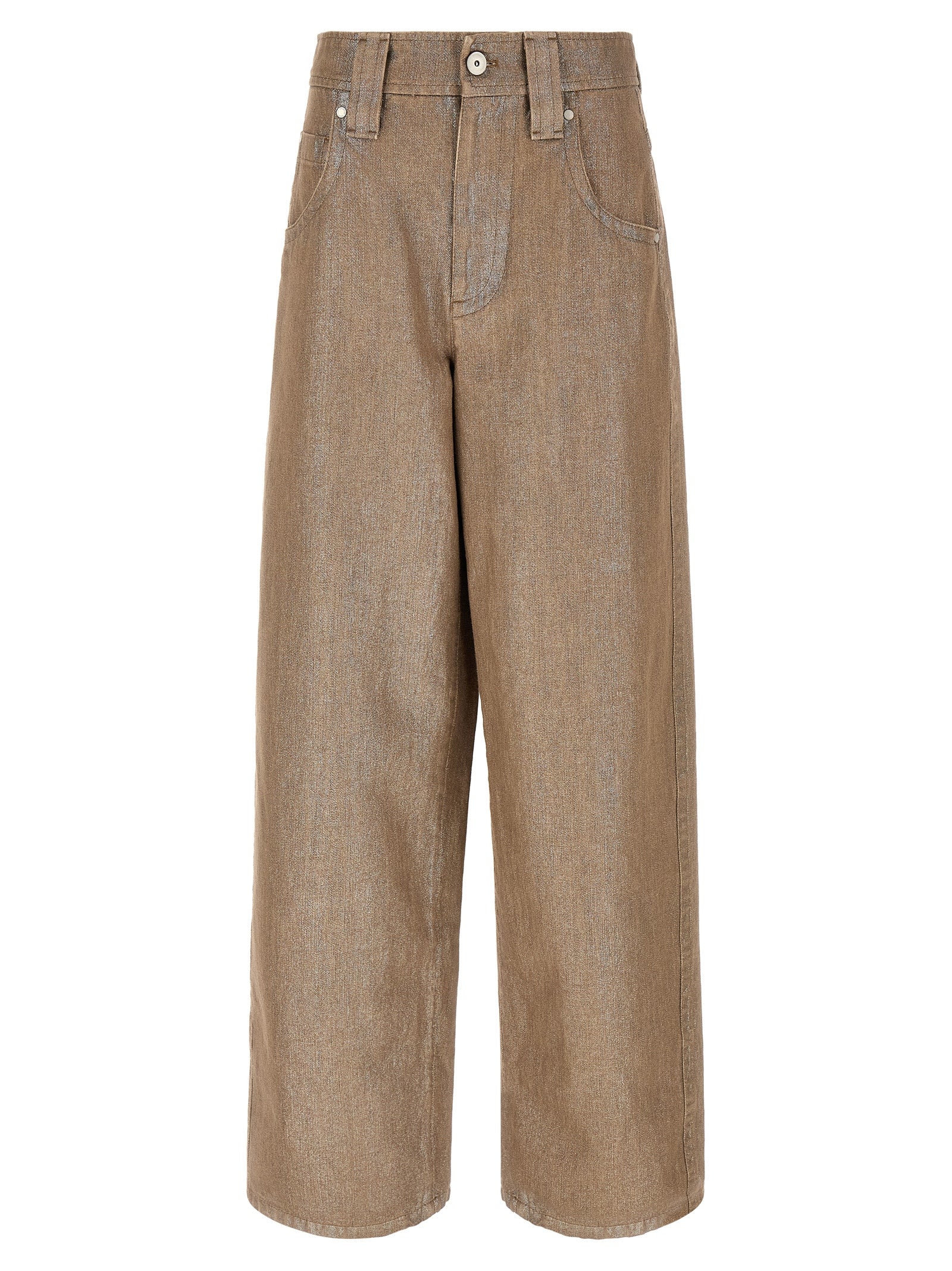 Brunello Cucinelli Beige Cotton Relaxed Fit Women's Jeans