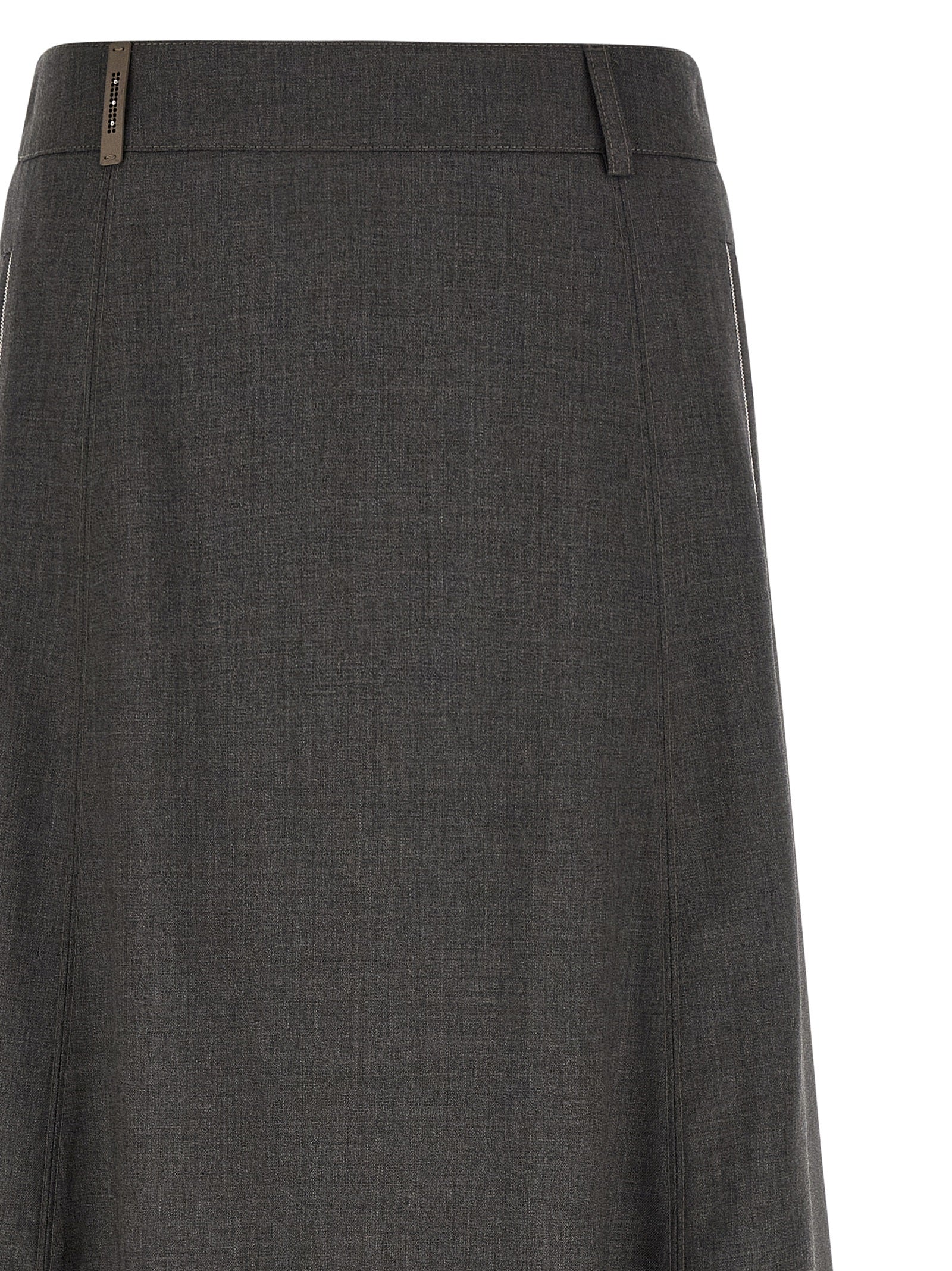 Peserico Gray Virgin Wool Midi Women's Skirt
