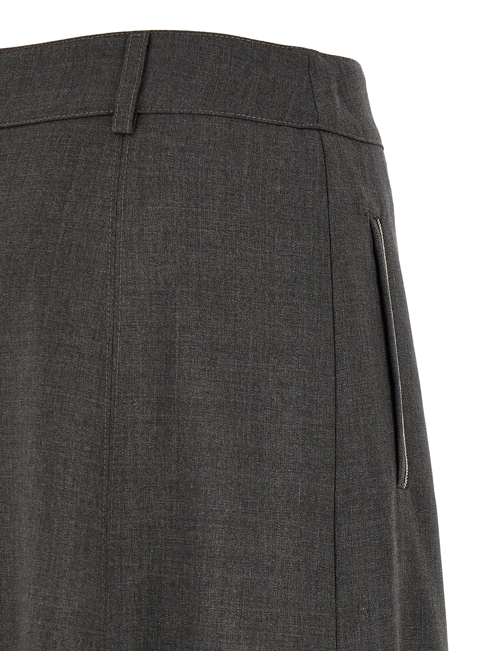 Peserico Gray Virgin Wool Midi Women's Skirt