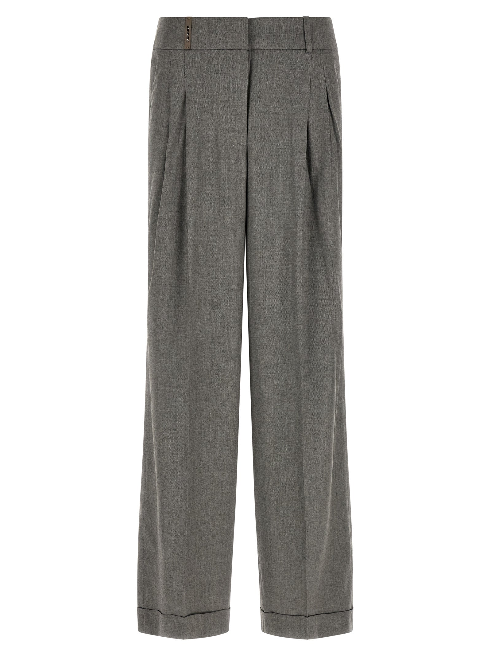 Peserico Gray Virgin Wool Casual Women's Pants