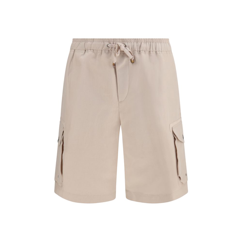 Brunello Cucinelli Beige Linen Bermuda Men's Shorts