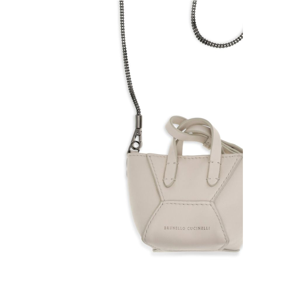 Brunello Cucinelli Beige Calf Leather Bos Taurus Shoulder Women's Bag
