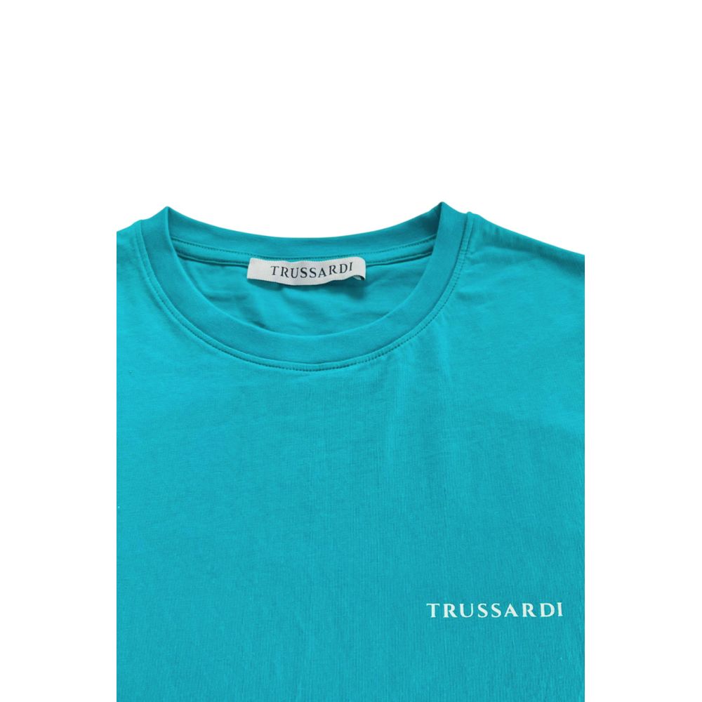 Trussardi Beachwear Light Blue Cotton Men Men's T-Shirt