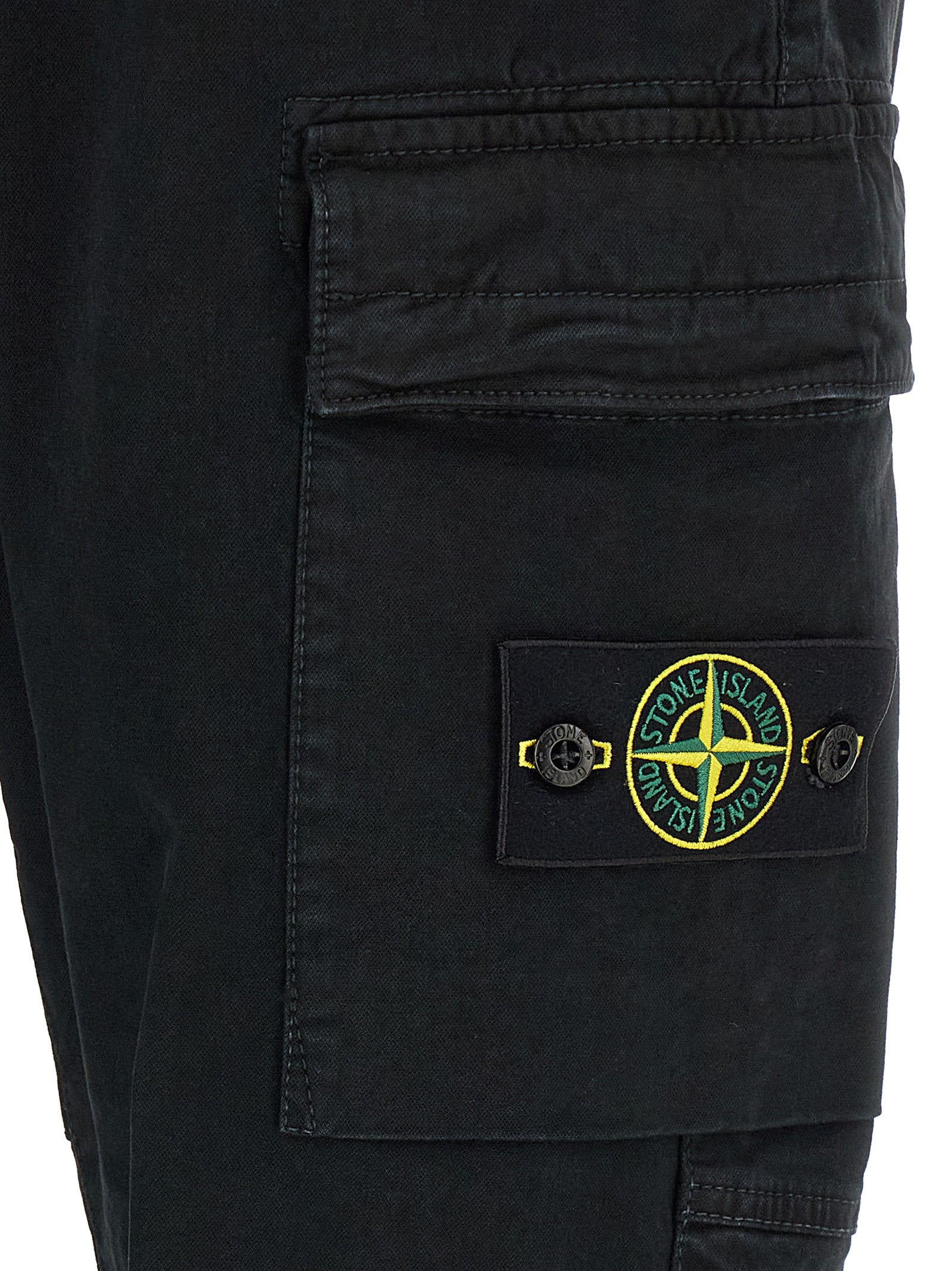 Stone Island Black Cotton Cargo Men's Pants