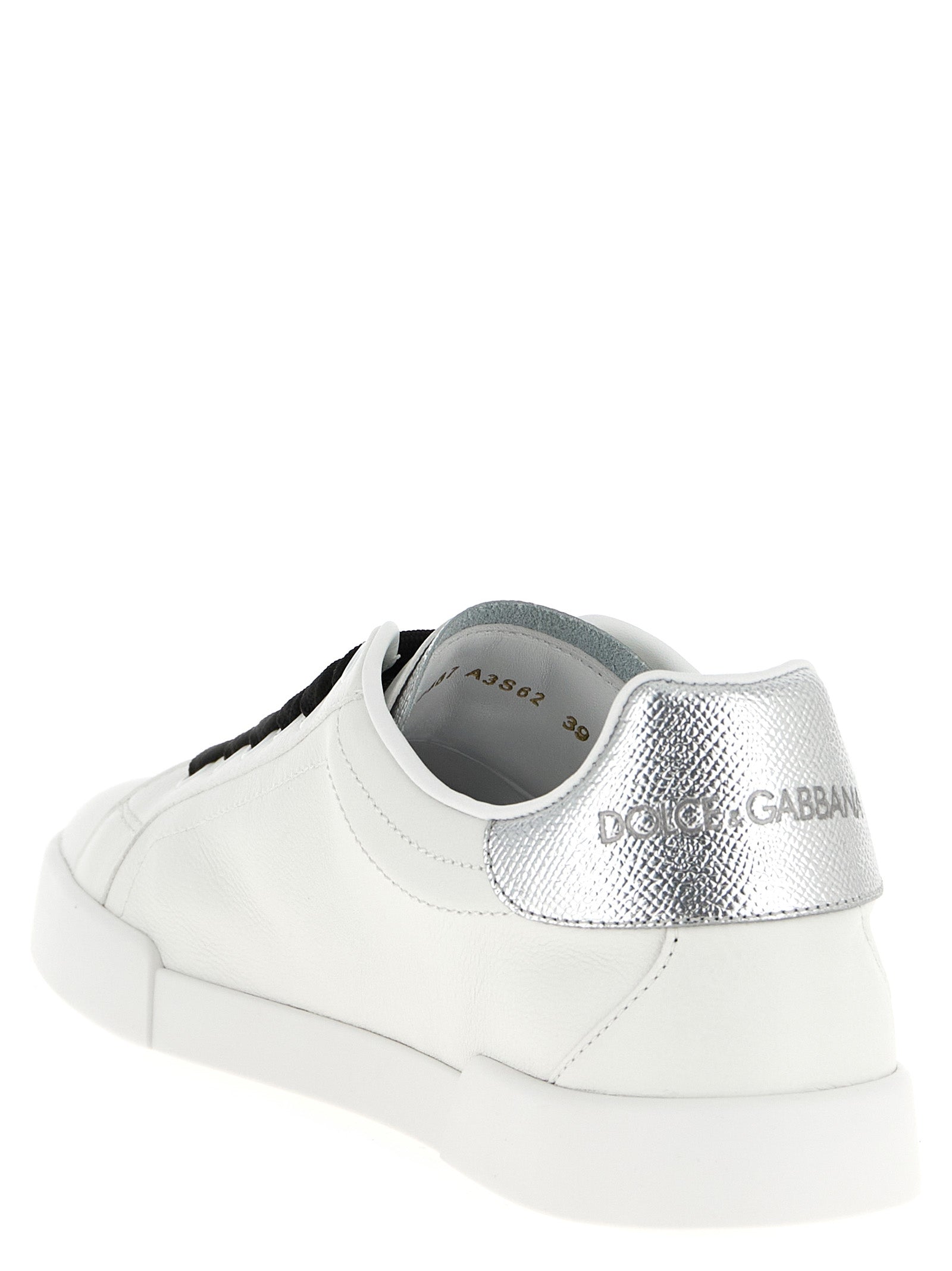 Dolce & Gabbana Silver Calfskin Low Top Women's Sneakers
