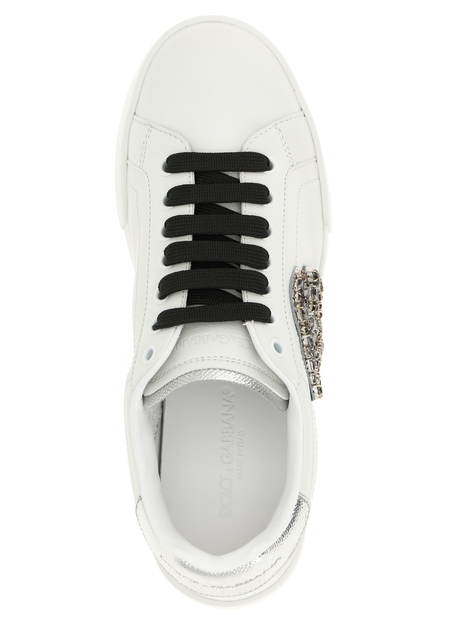 Dolce & Gabbana Silver Calfskin Low Top Women's Sneakers