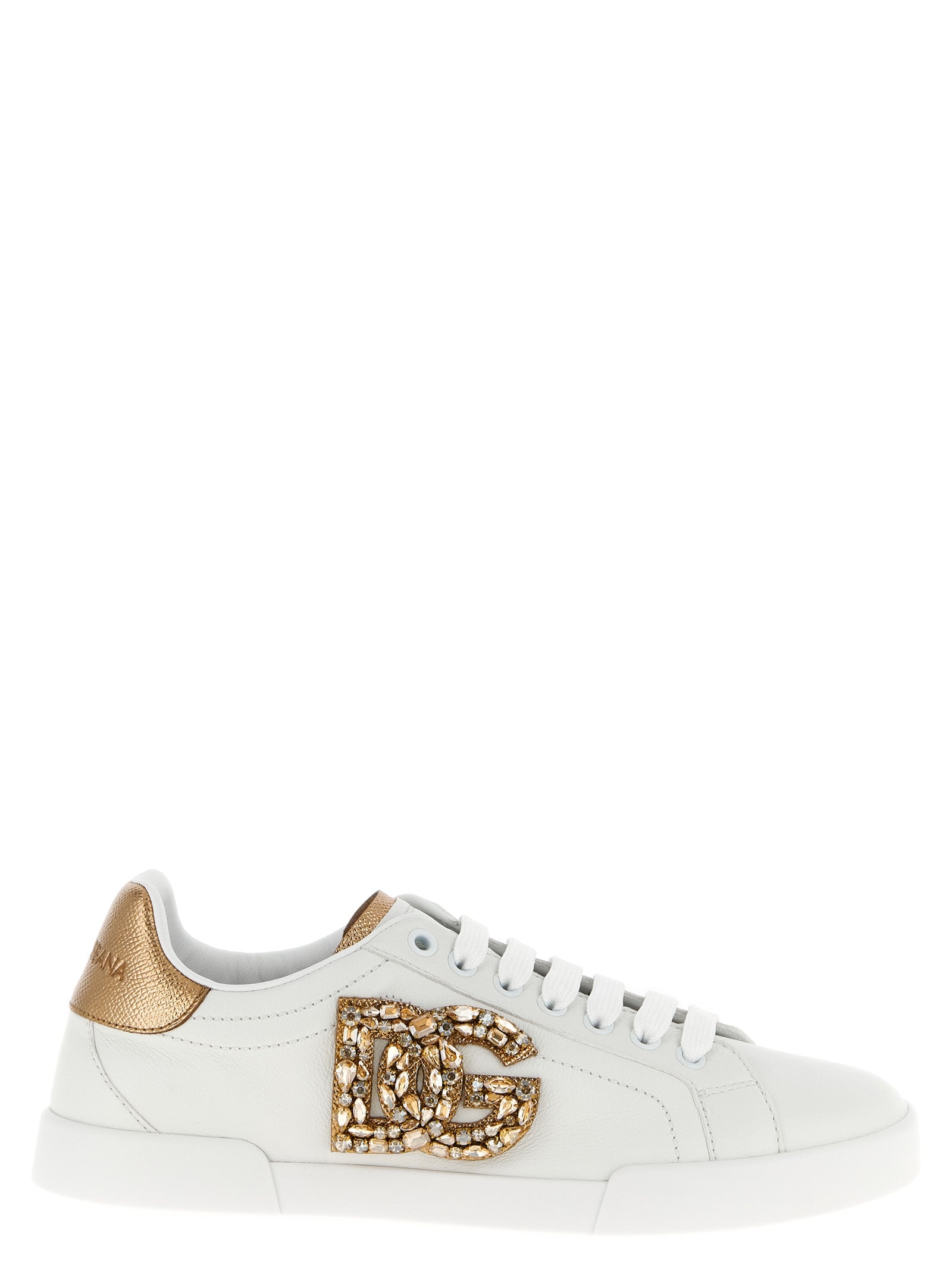 Dolce & Gabbana Gold Calfskin Low Top Women's Sneakers
