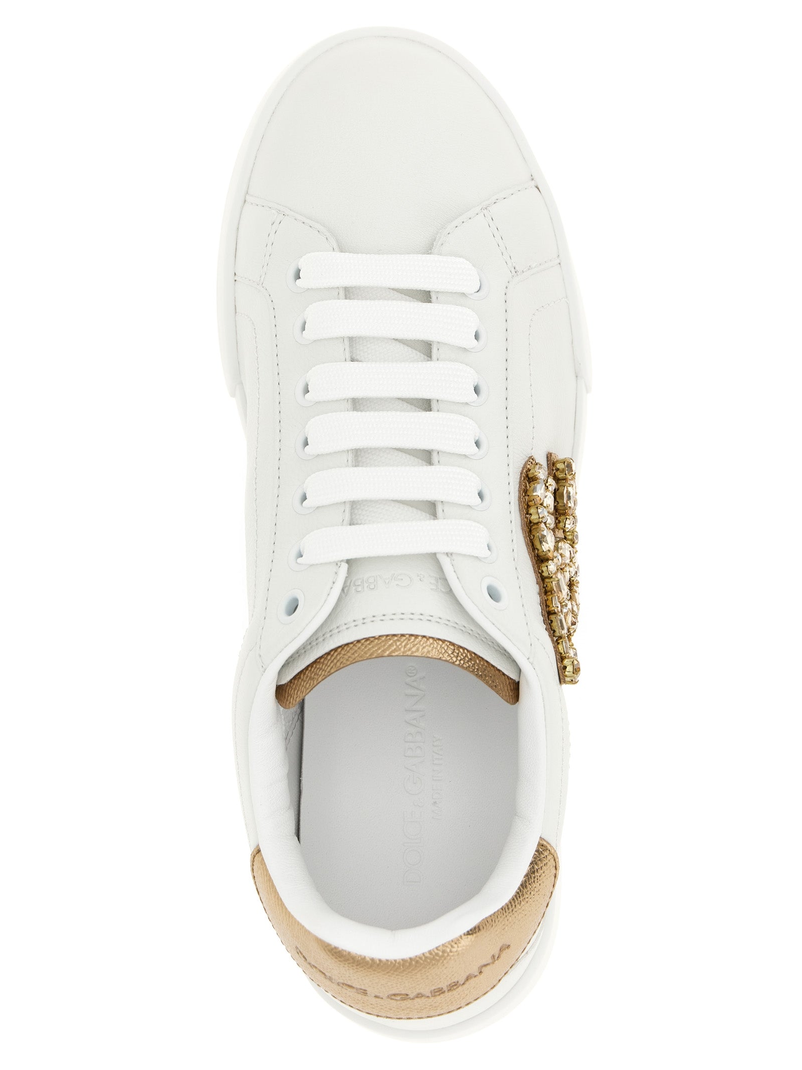 Dolce & Gabbana Gold Calfskin Low Top Women's Sneakers