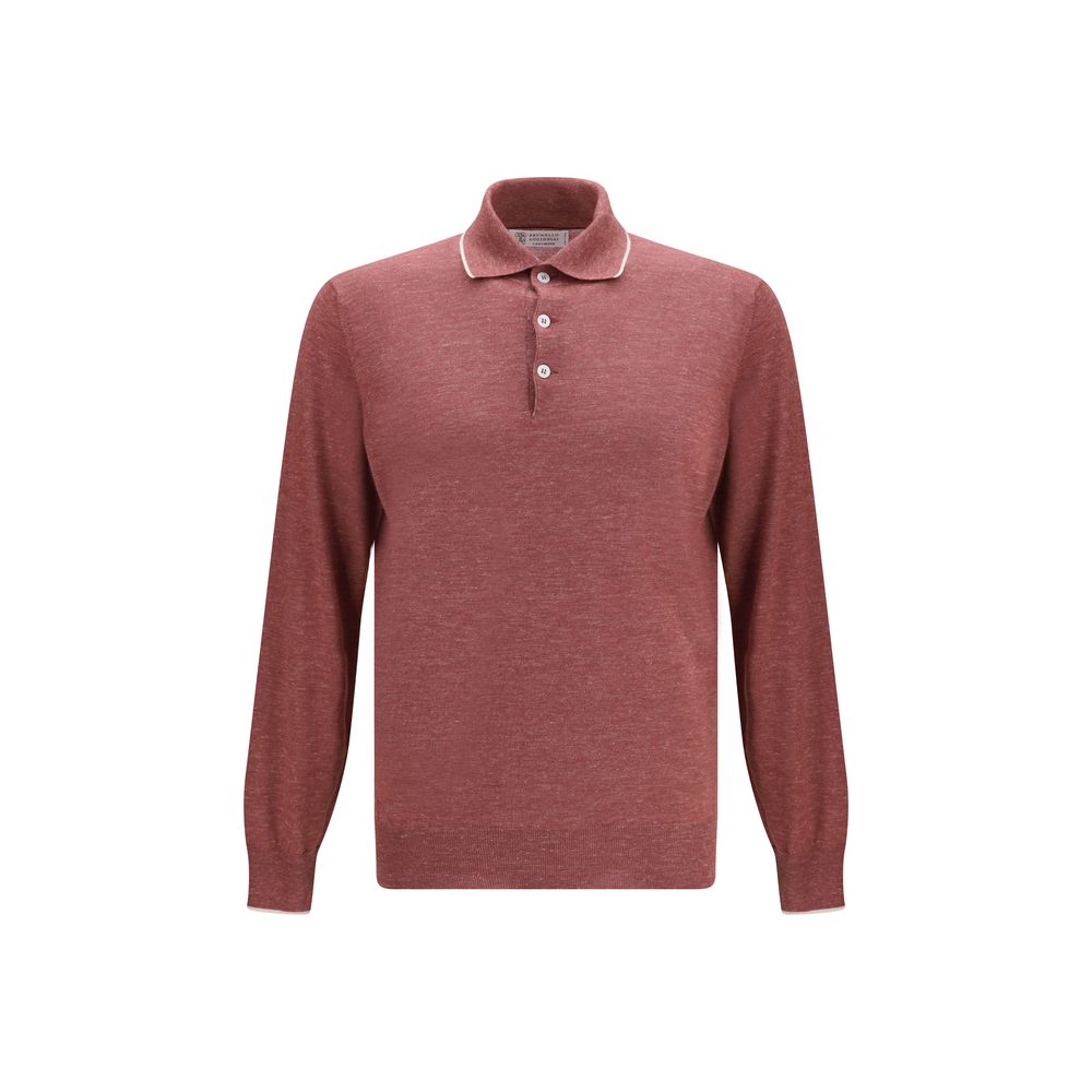 Brunello Cucinelli Bordeaux Cashmere Polo Men's Shirt