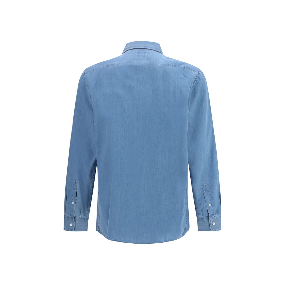 Brunello Cucinelli Blue Denim Men's Shirt