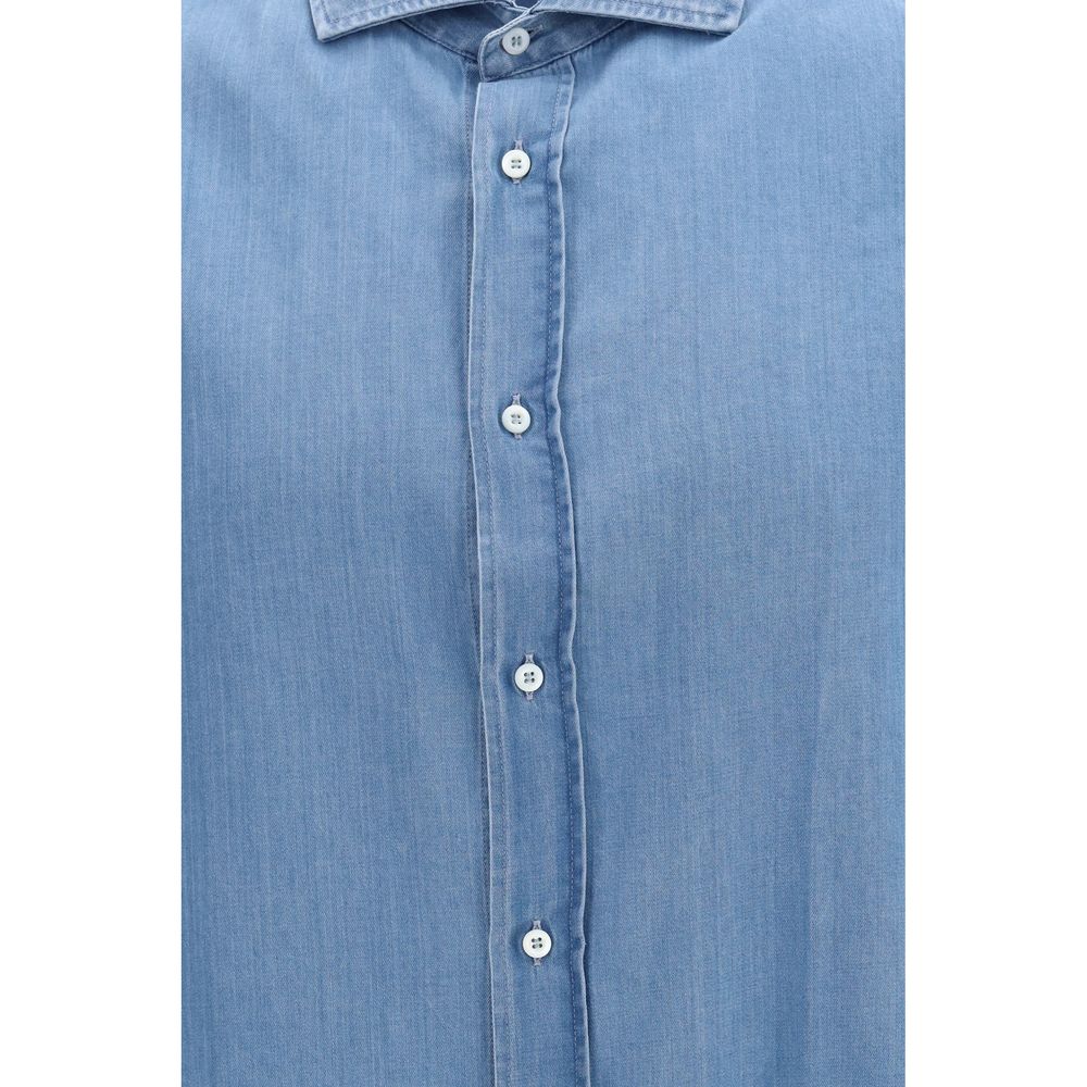 Brunello Cucinelli Blue Denim Men's Shirt