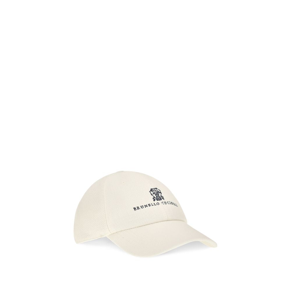 Brunello Cucinelli White Silk Cap (Baseball Men's Hat)