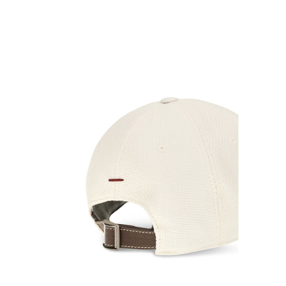 Brunello Cucinelli White Silk Cap (Baseball Men's Hat)