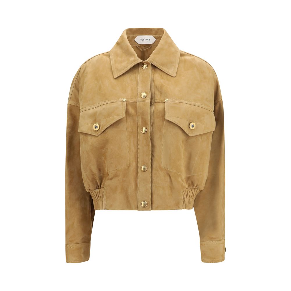 Versace Beige Lamb Leather Women's Bomber