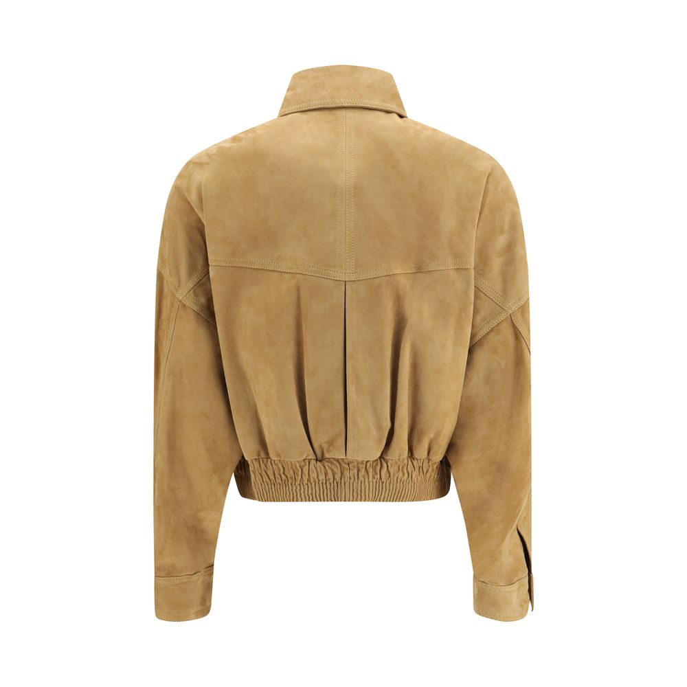 Versace Beige Lamb Leather Women's Bomber