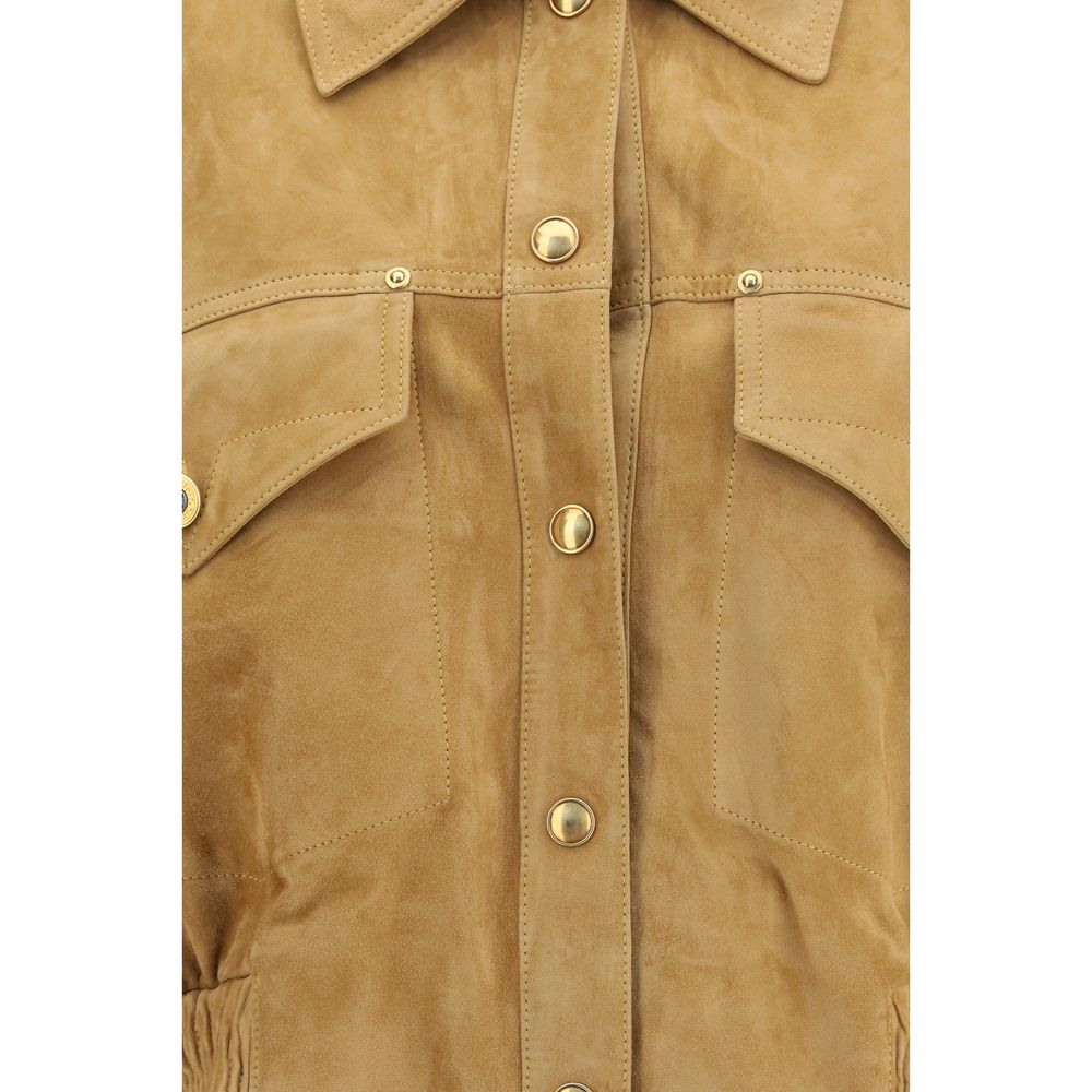 Versace Beige Lamb Leather Women's Bomber