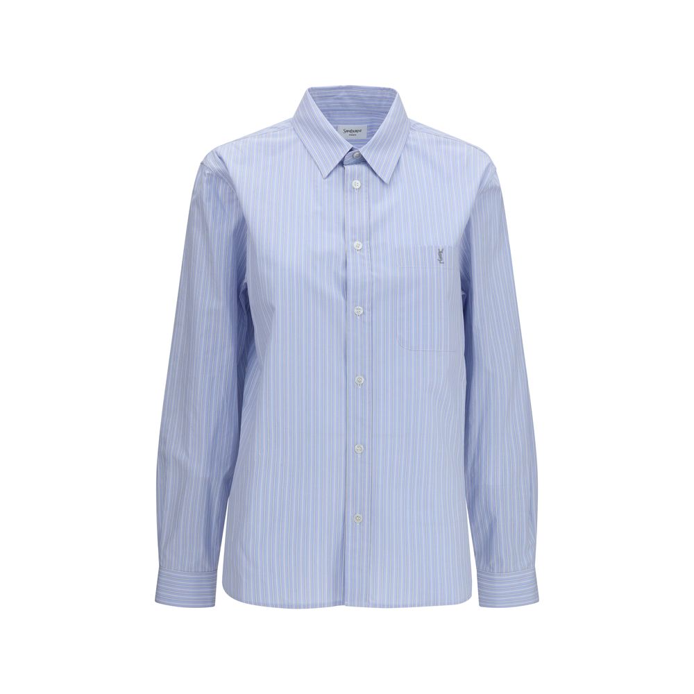 Saint Laurent Blue Cotton Pattern Women's Shirt